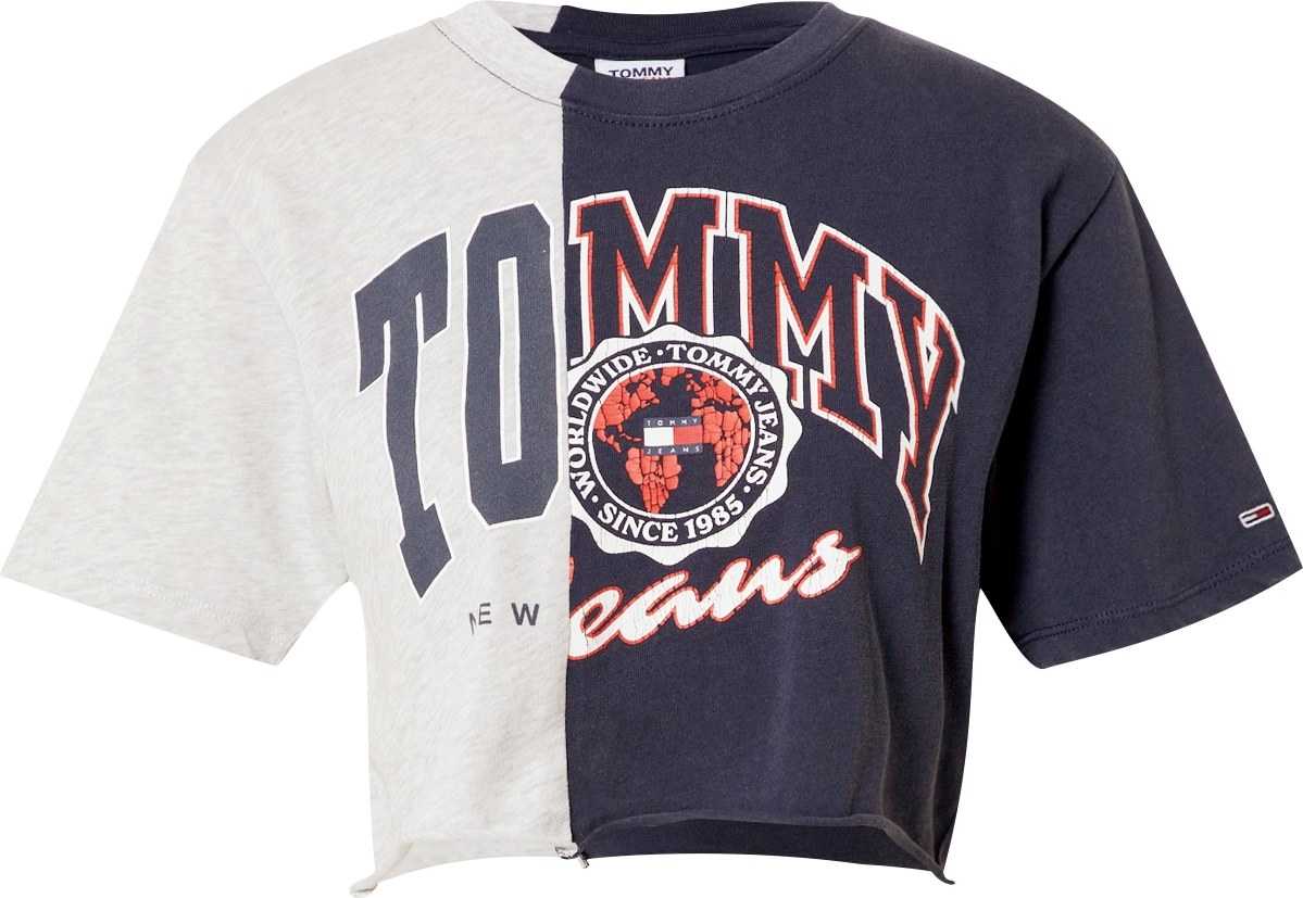 Tommy Jeans Tričko noční modrá / šedá / červená / bílá