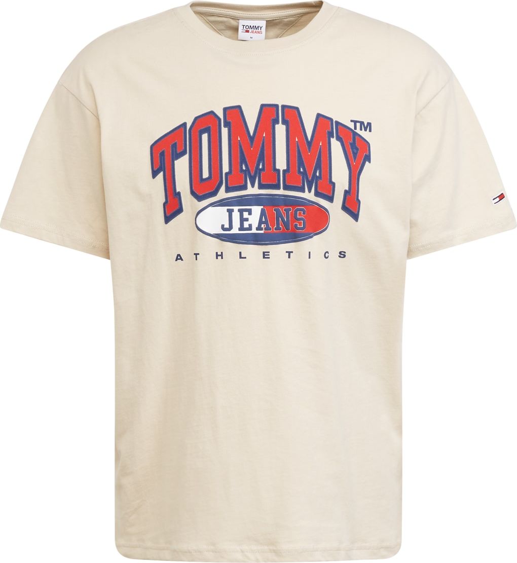 Tommy Jeans Tričko starobéžová / královská modrá / světle červená / bílá