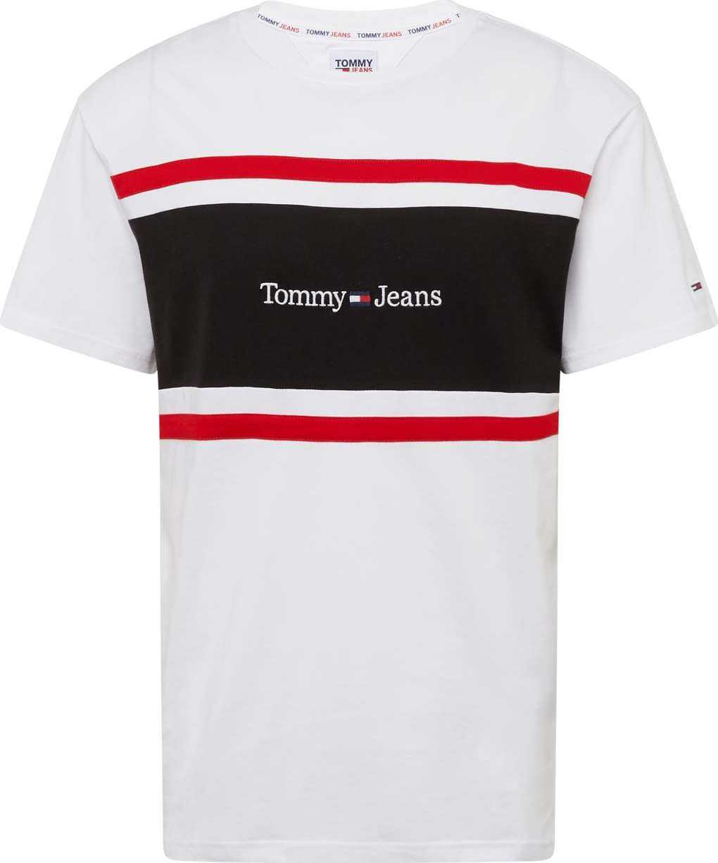 Tommy Jeans Tričko tmavě modrá / červená / černá / offwhite