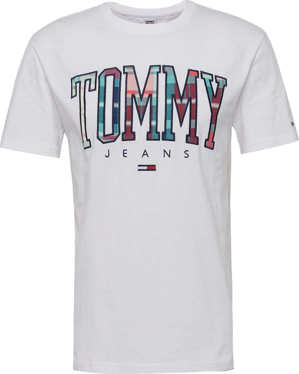 Tommy Jeans Tričko tyrkysová / pink / červená / bílá