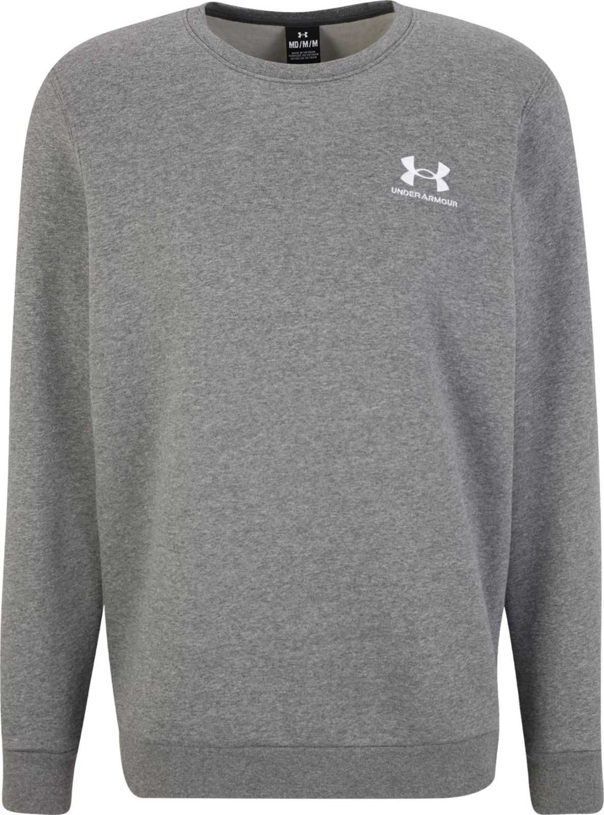 UNDER ARMOUR Sportovní mikina šedý melír / bílá