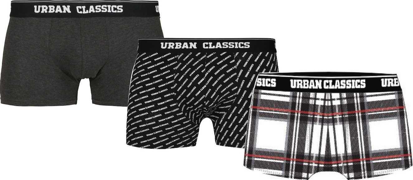 Urban Classics Boxerky šedý melír / červená / černá / bílá