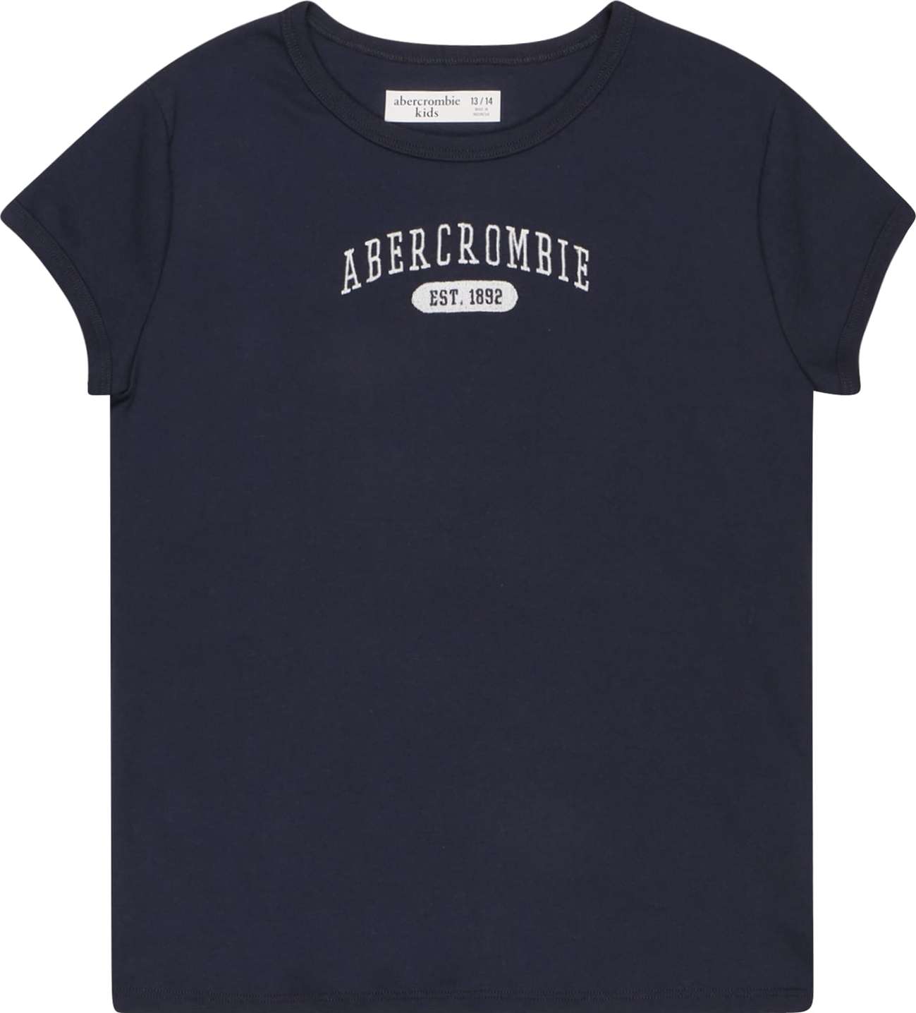 Abercrombie & Fitch Tričko 'ESSENTIALS' tmavě modrá / bílá