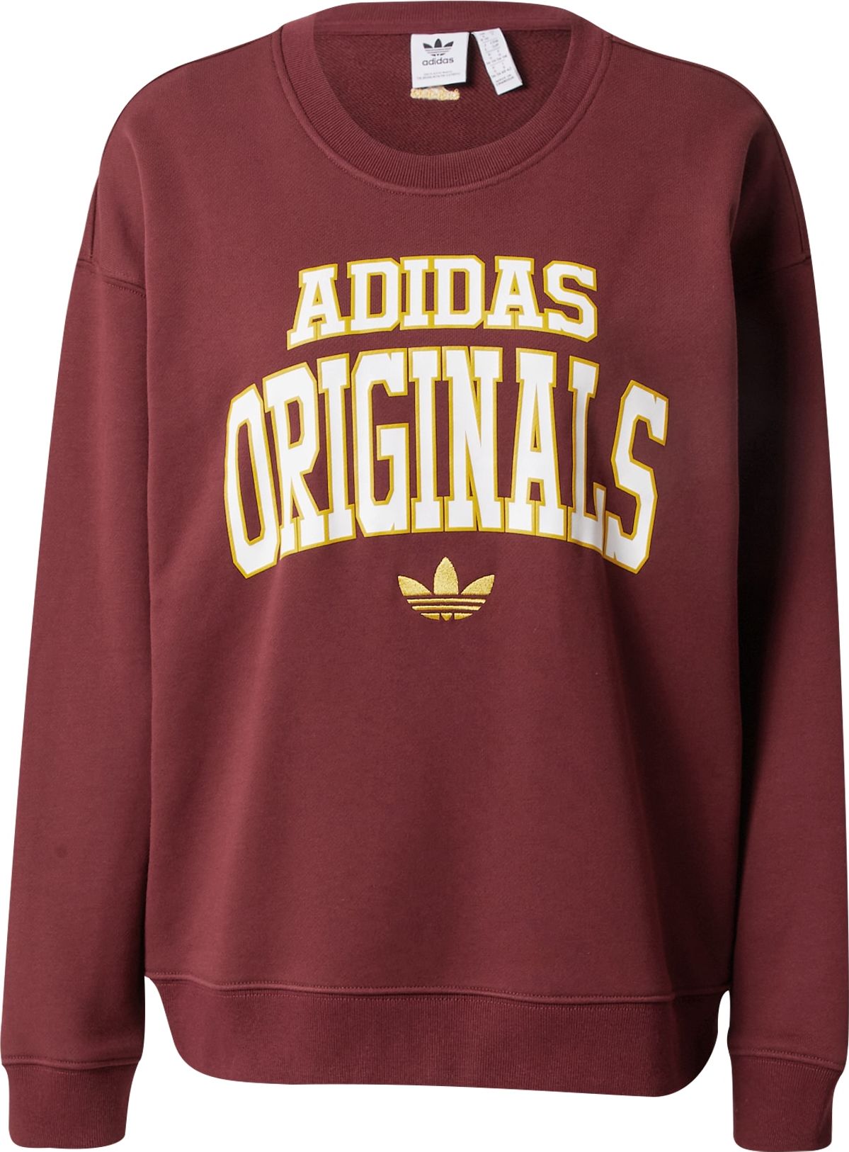 ADIDAS ORIGINALS Mikina zlatě žlutá / burgundská červeň / bílá