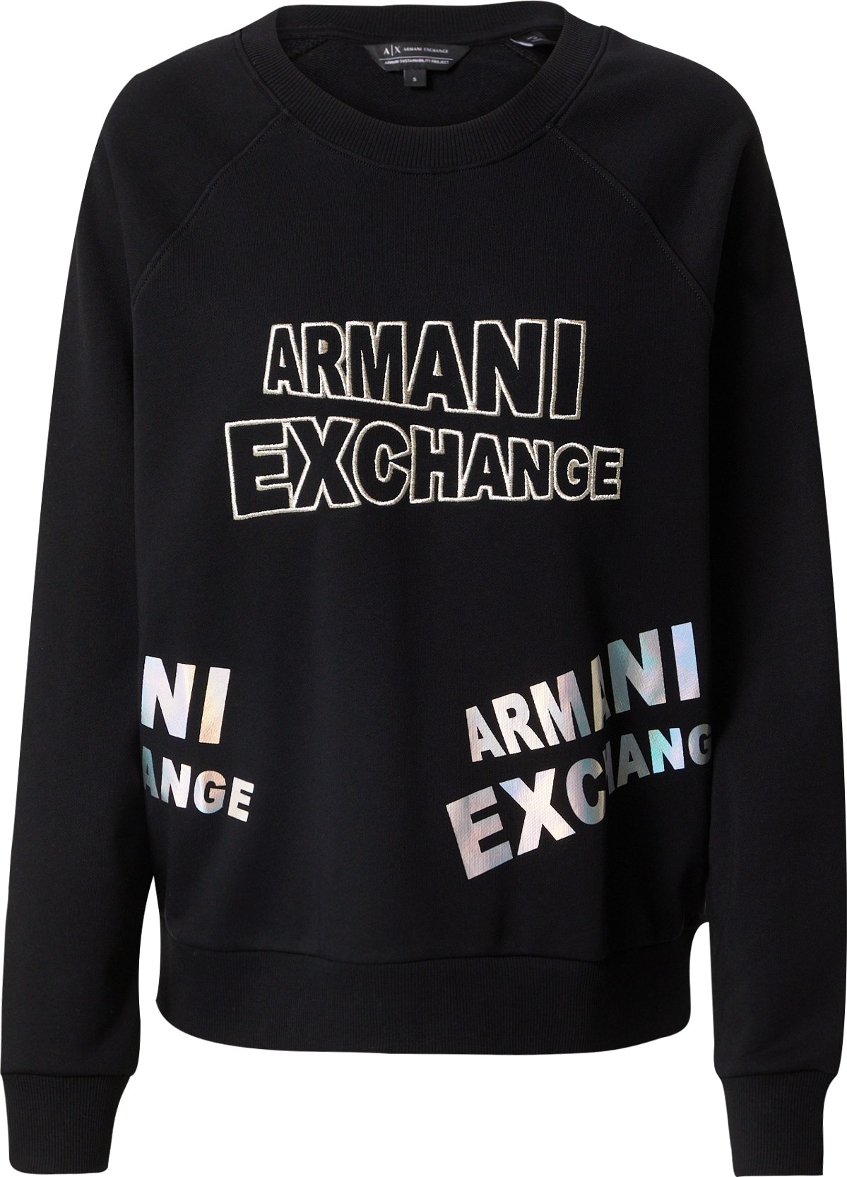 ARMANI EXCHANGE Mikina černá / stříbrná / bílá