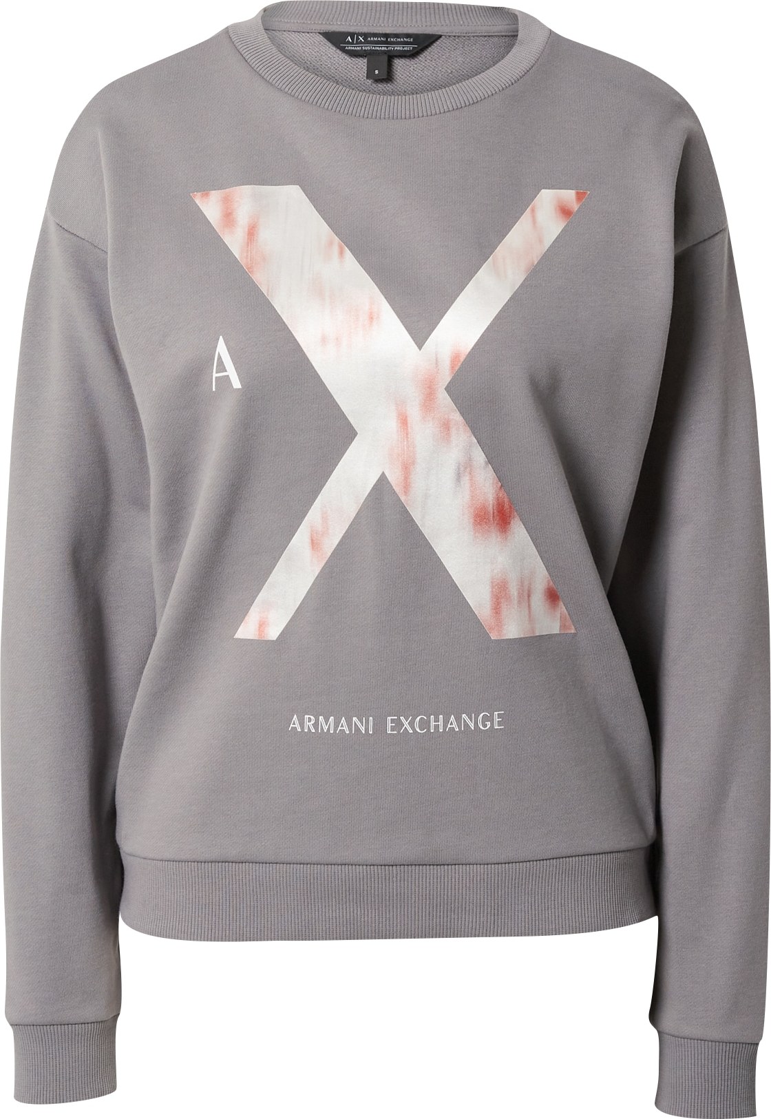 ARMANI EXCHANGE Mikina šedá / lososová / bílá