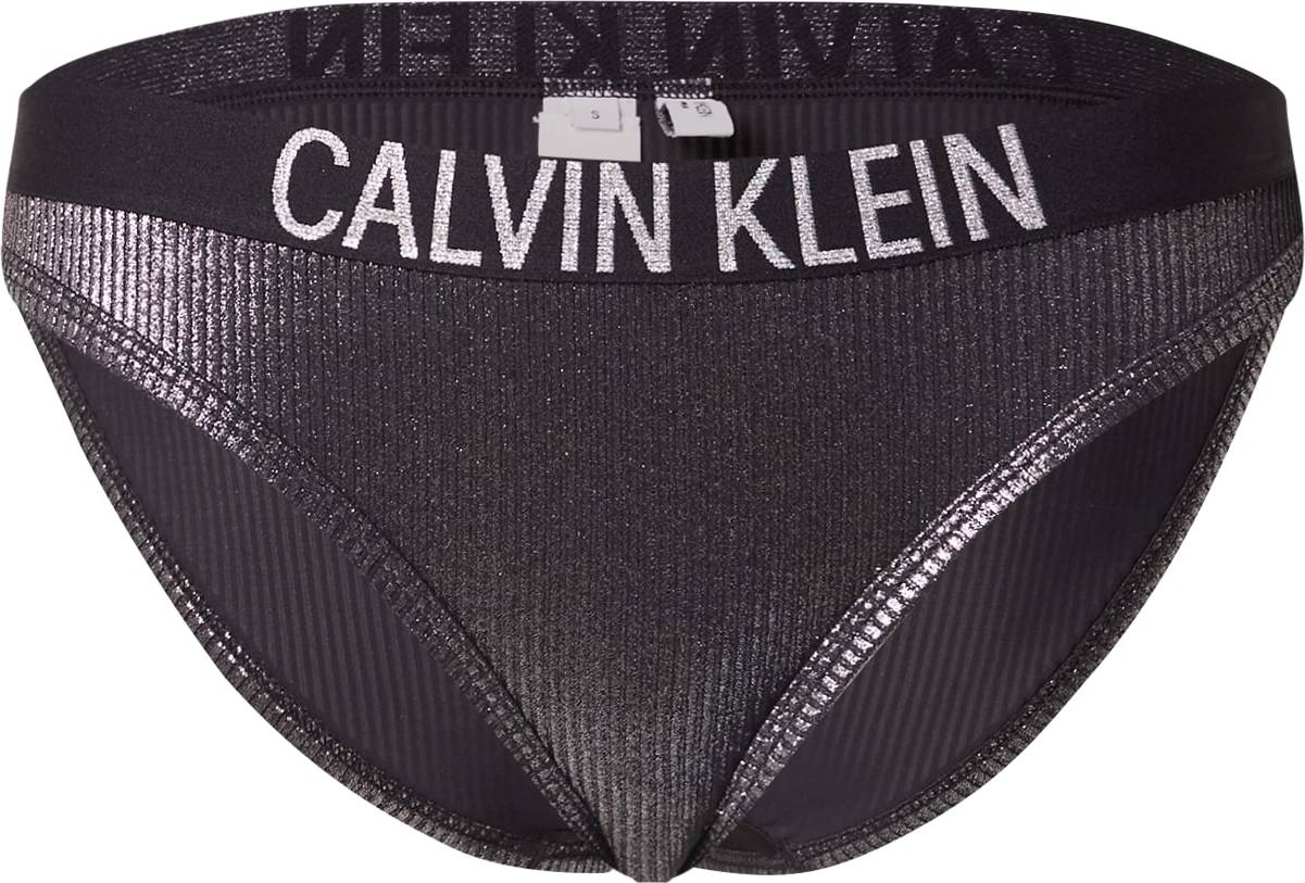 Calvin Klein Swimwear Spodní díl plavek černá / stříbrná
