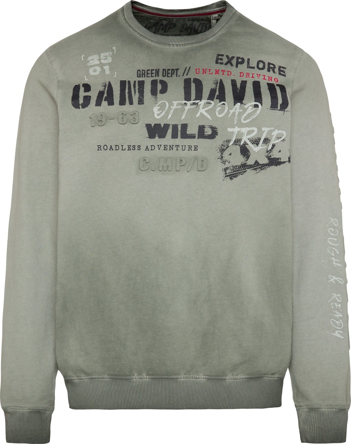 CAMP DAVID Mikina khaki / červená / černá / bílá