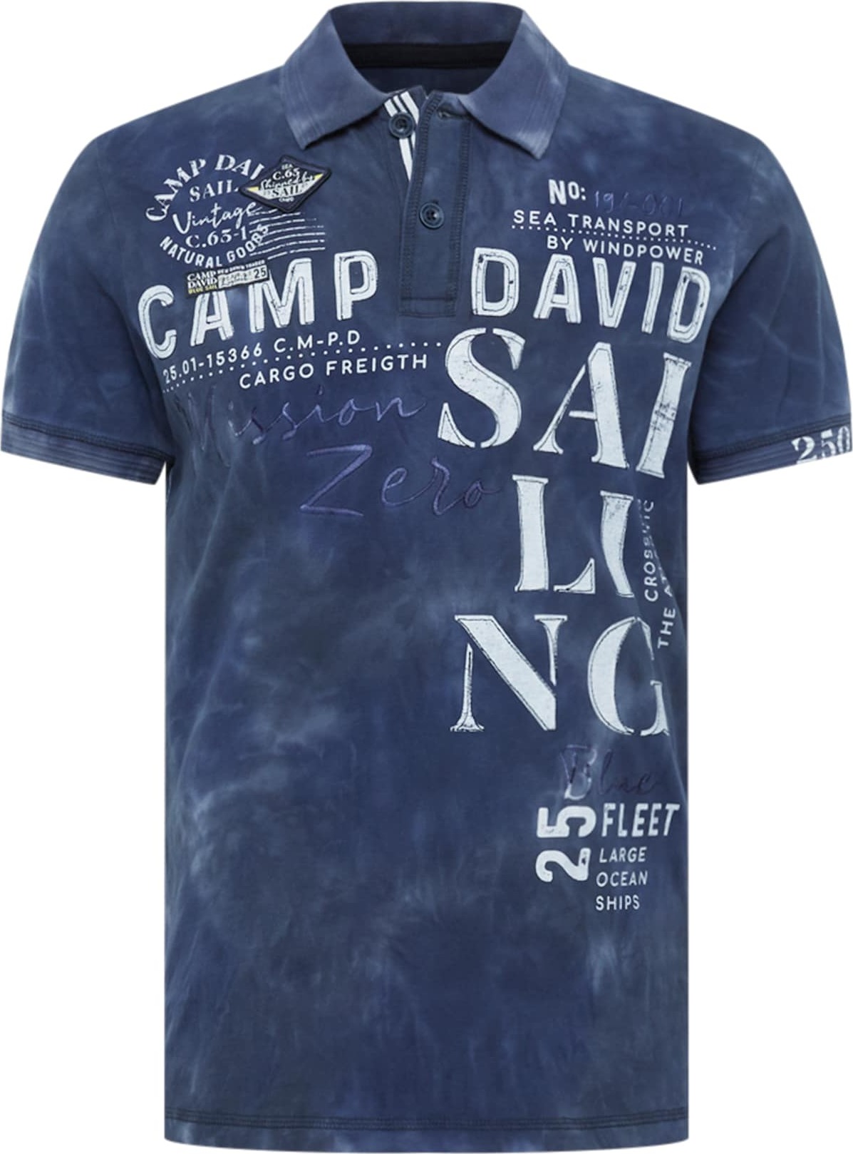 CAMP DAVID Tričko 'Batik' tmavě modrá / bílá