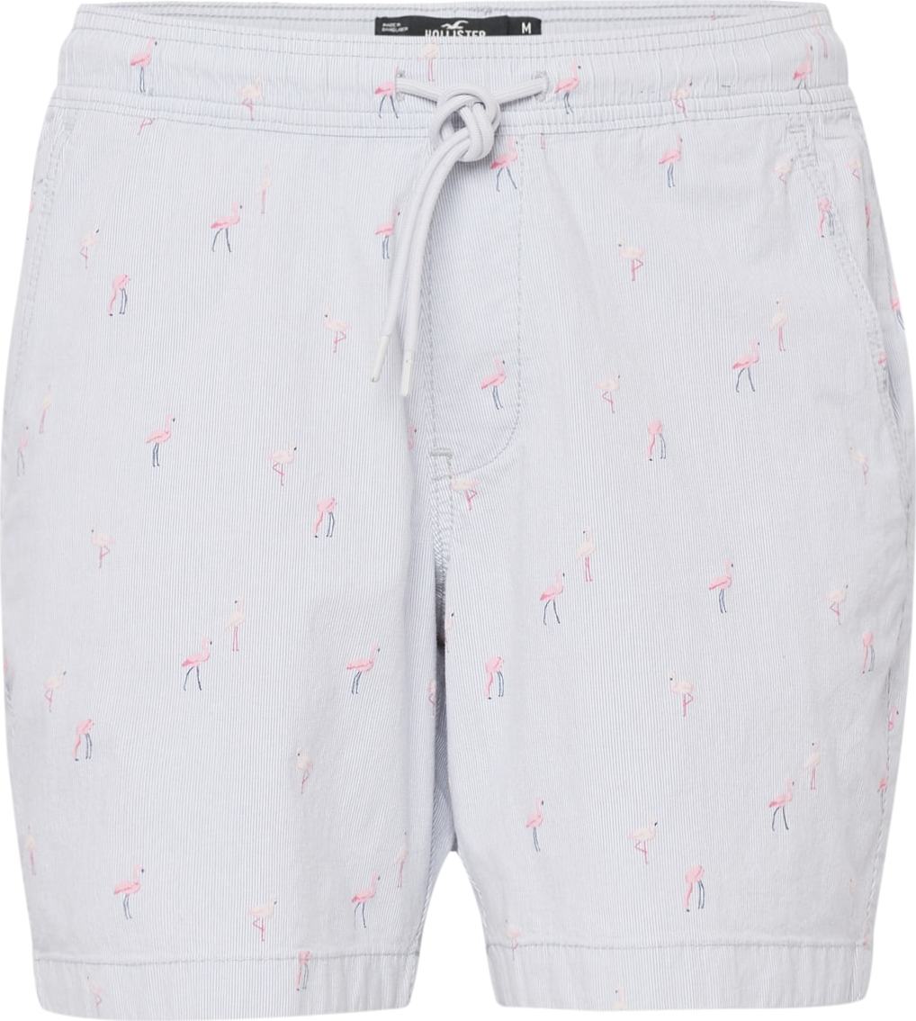 HOLLISTER Kalhoty 'FLAMINGO' světle šedá / tmavě šedá / růžová / bílá