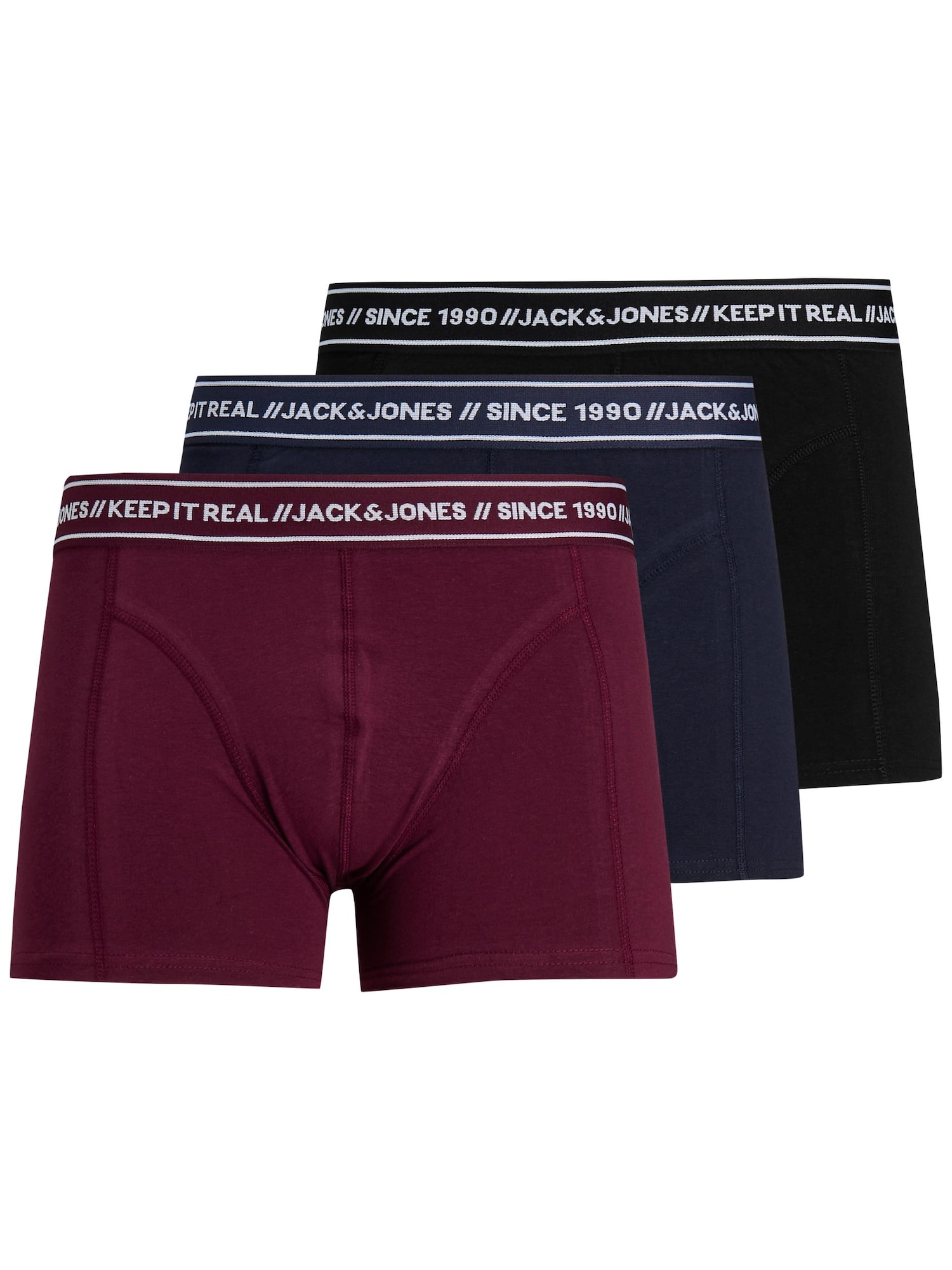 JACK & JONES Boxerky námořnická modř / červená třešeň / černá / bílá