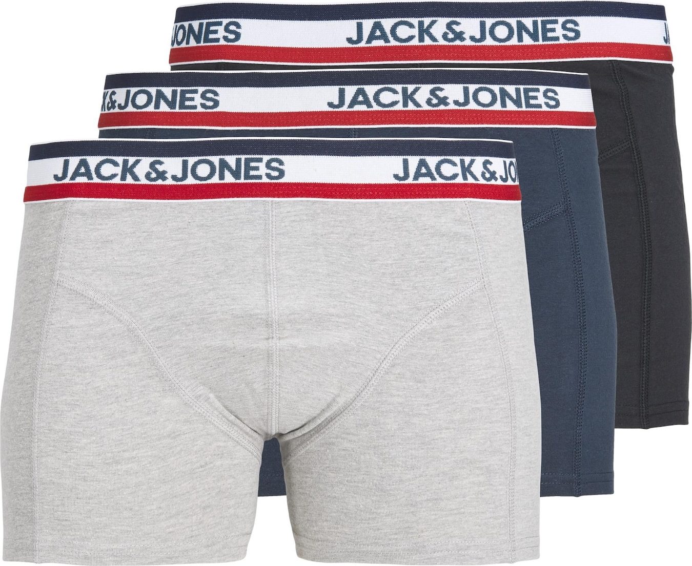 JACK & JONES Boxerky námořnická modř / světle šedá / černá / bílá