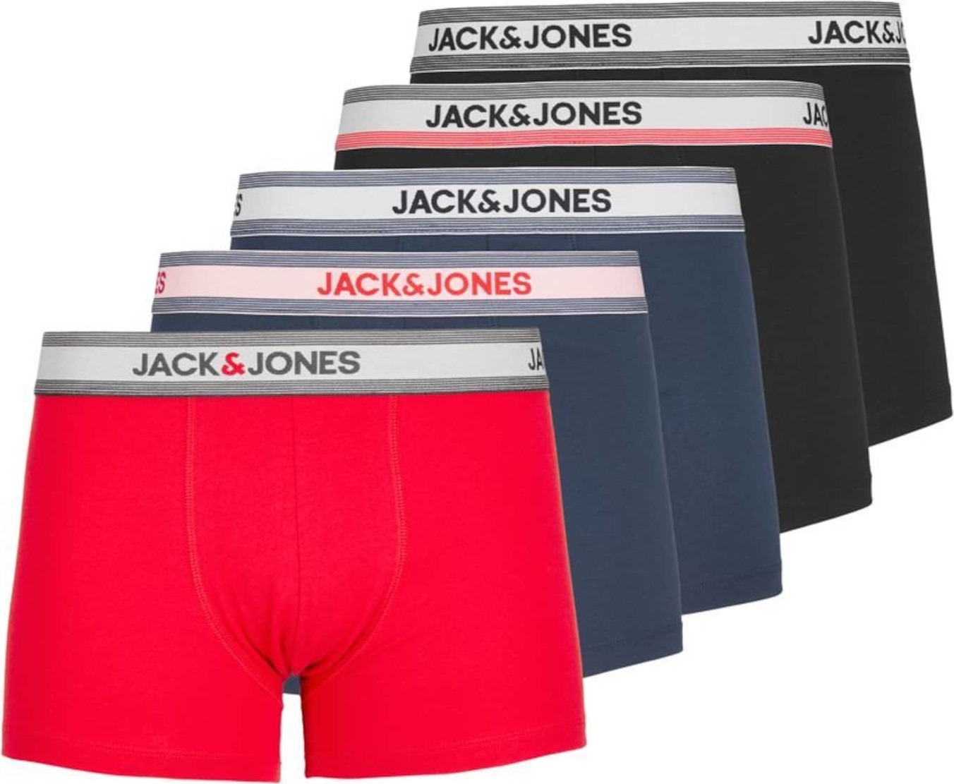 JACK & JONES Boxerky 'SKYLER' marine modrá / červená / černá / bílá