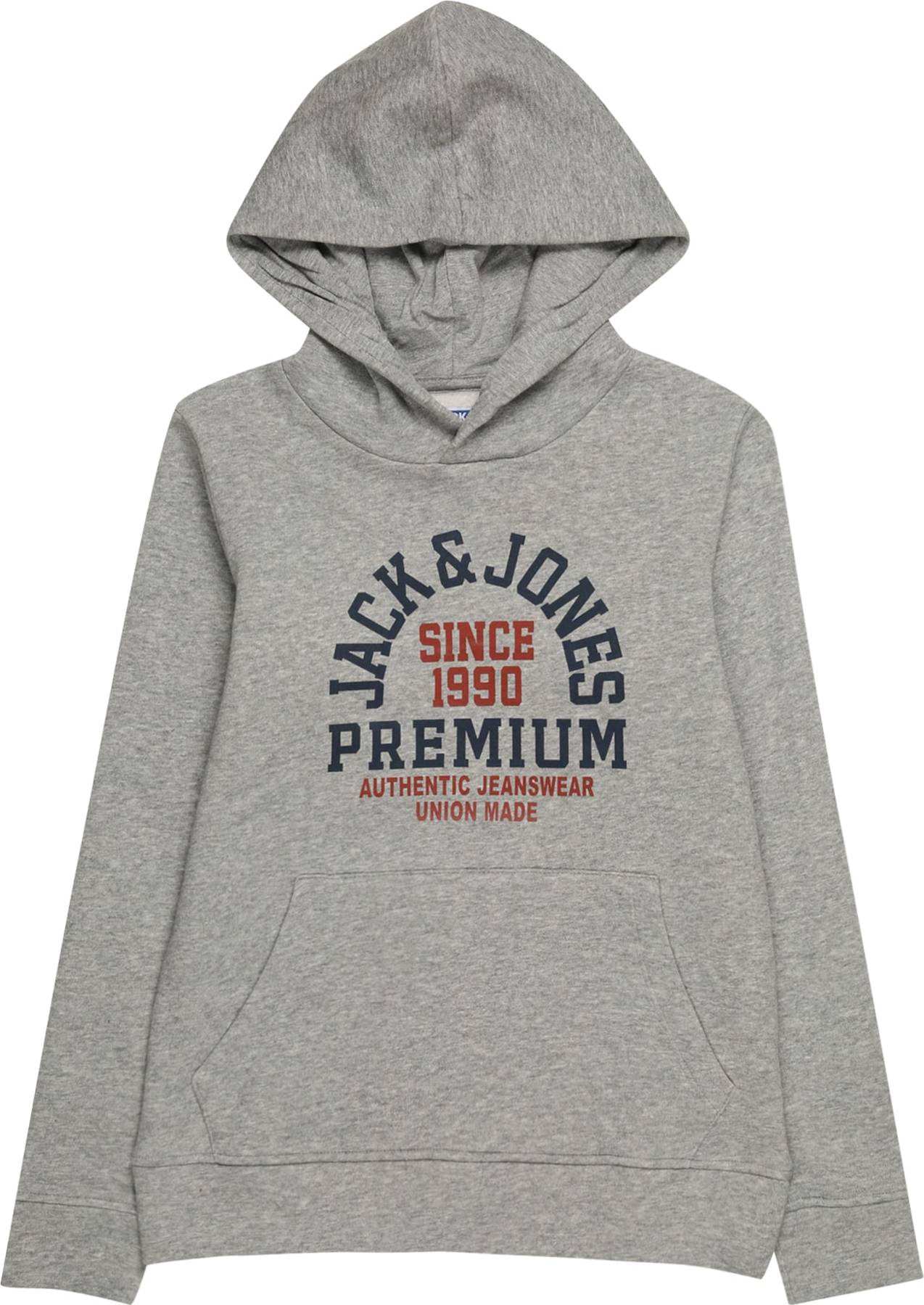 Jack & Jones Junior Mikina 'BOOSTER' tmavě modrá / šedý melír / karmínově červené