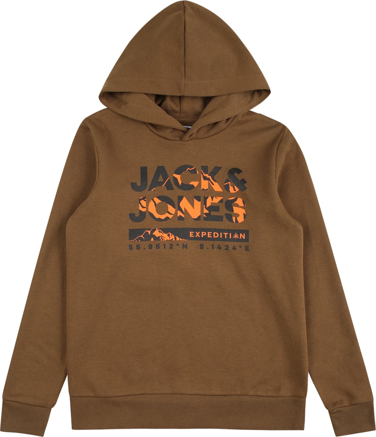 Jack & Jones Junior Mikina 'HUNTER' hnědá / oranžová / černá