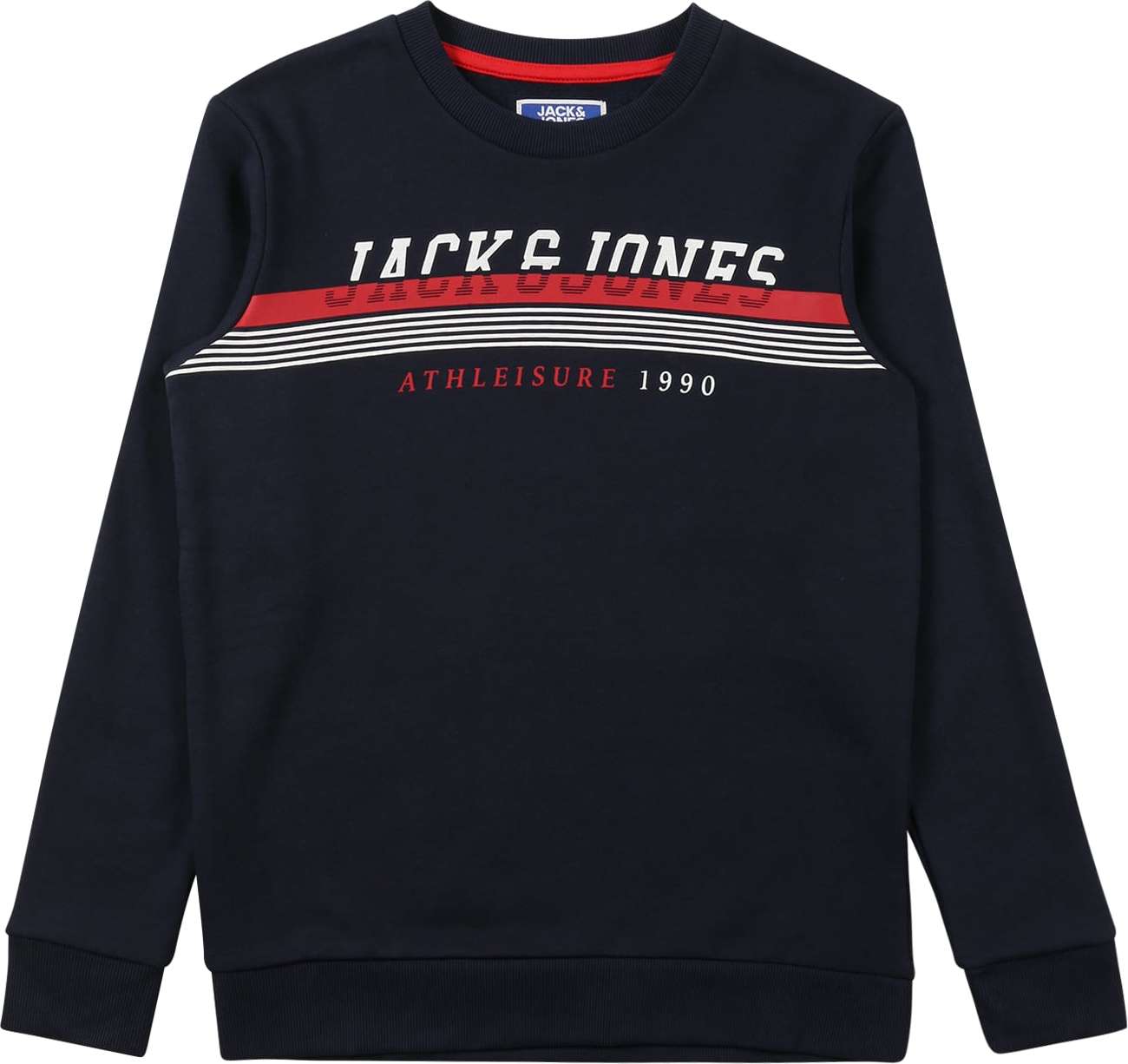 Jack & Jones Junior Mikina tmavě modrá / oranžově červená / bílá