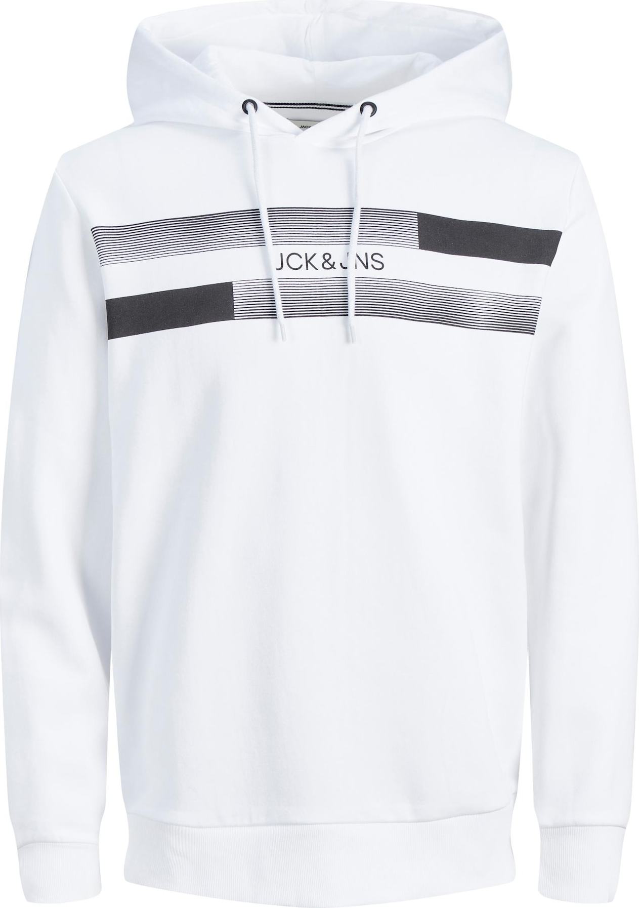 JACK & JONES Mikina 'ADAM' černá / bílá