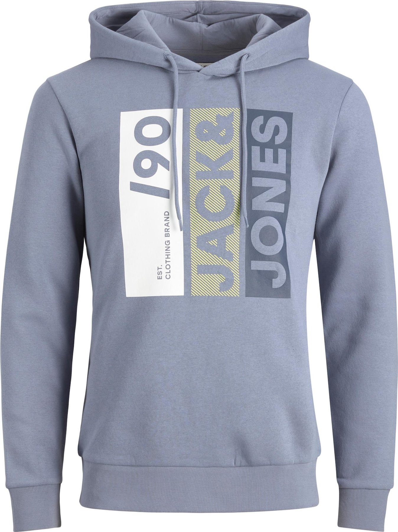 JACK & JONES Mikina 'JIO' námořnická modř / chladná modrá / pastelově žlutá / bílá