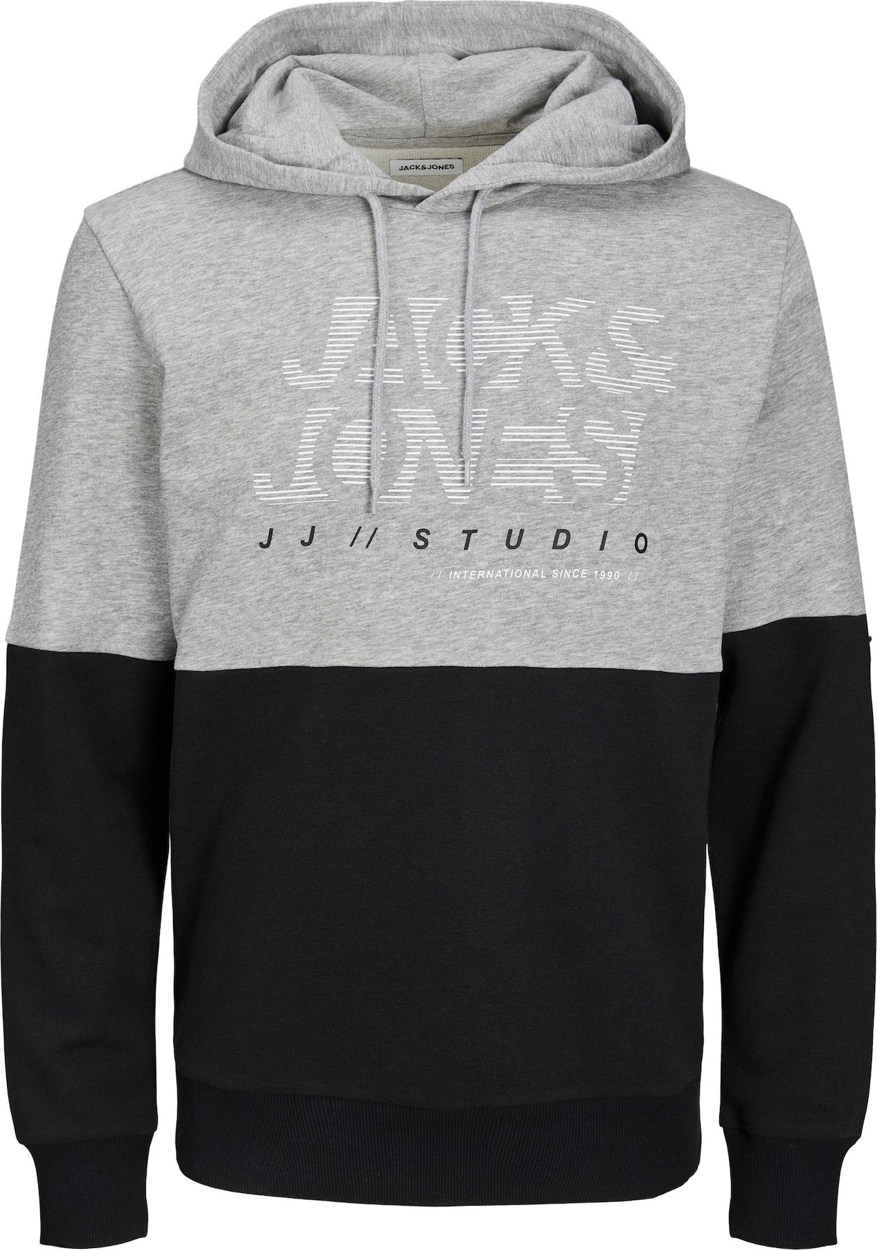 JACK & JONES Mikina 'MARCO' šedý melír / černá / bílá