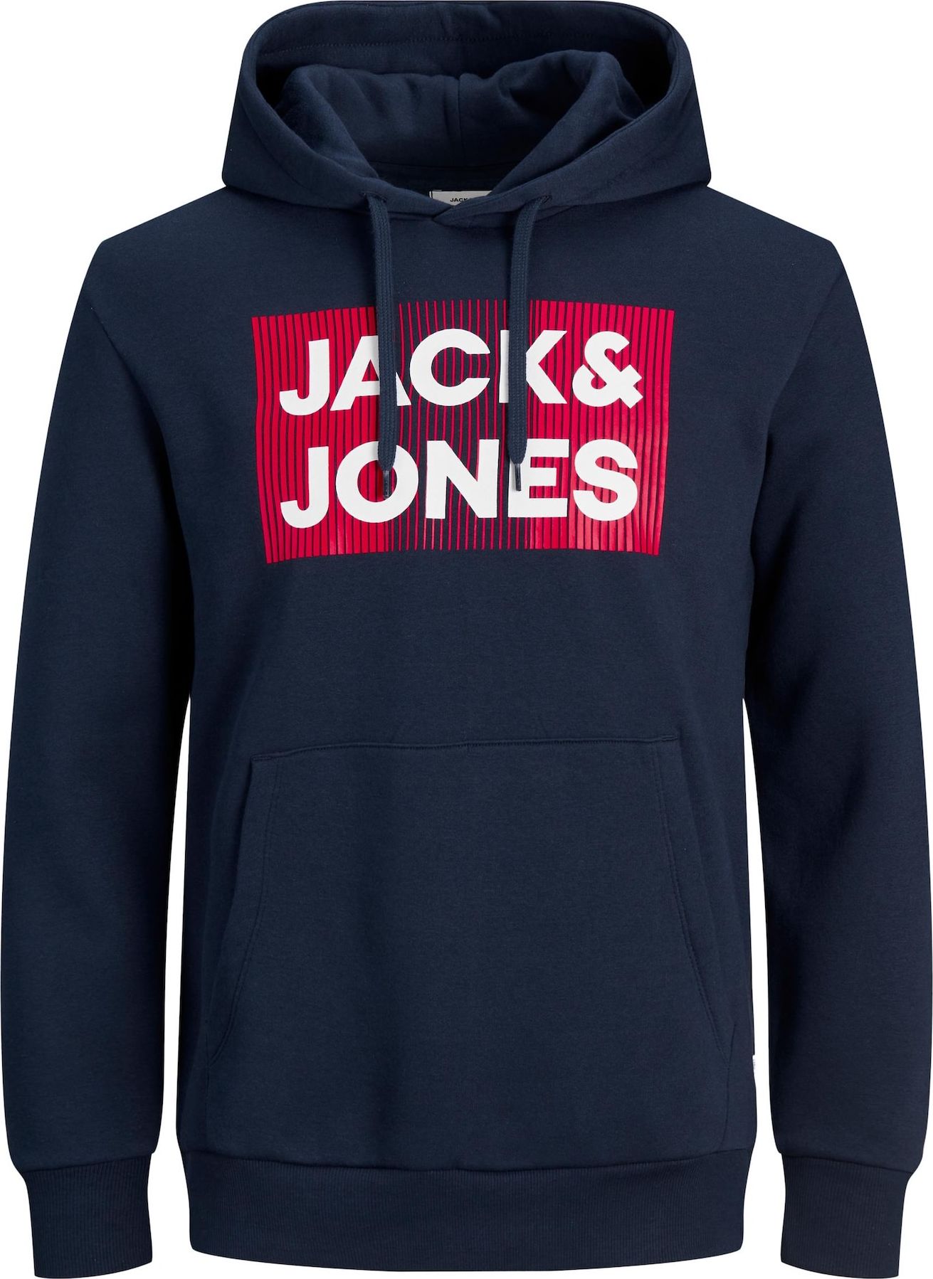 Jack & Jones Plus Mikina 'JJECORP' námořnická modř / červená / bílá