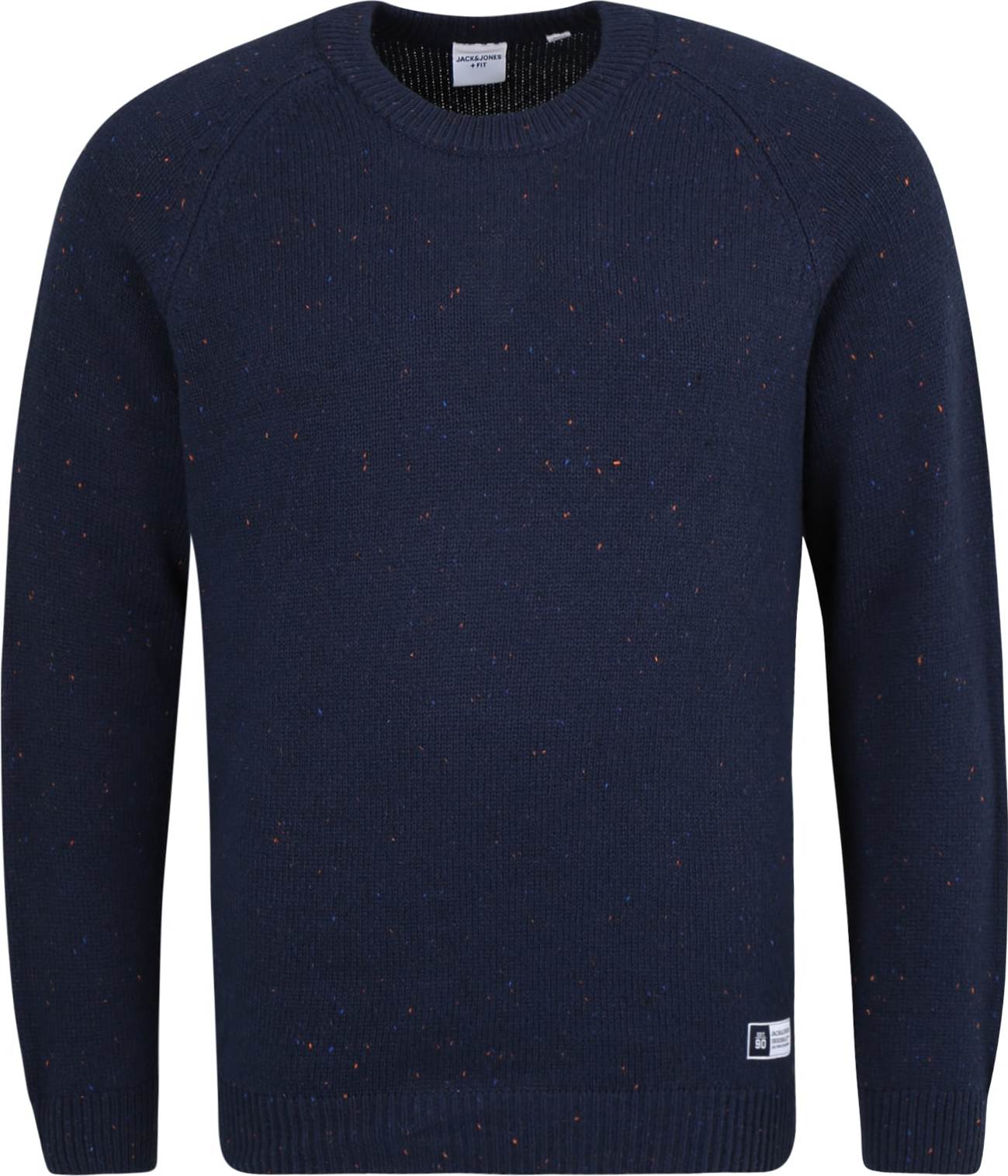 Jack & Jones Plus Svetr 'WOODLAND' modrá / námořnická modř / oranžová / offwhite