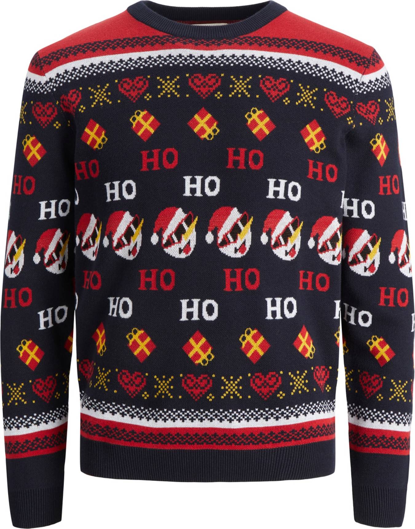 JACK & JONES Svetr 'Hoho' noční modrá / žlutá / červená / bílá