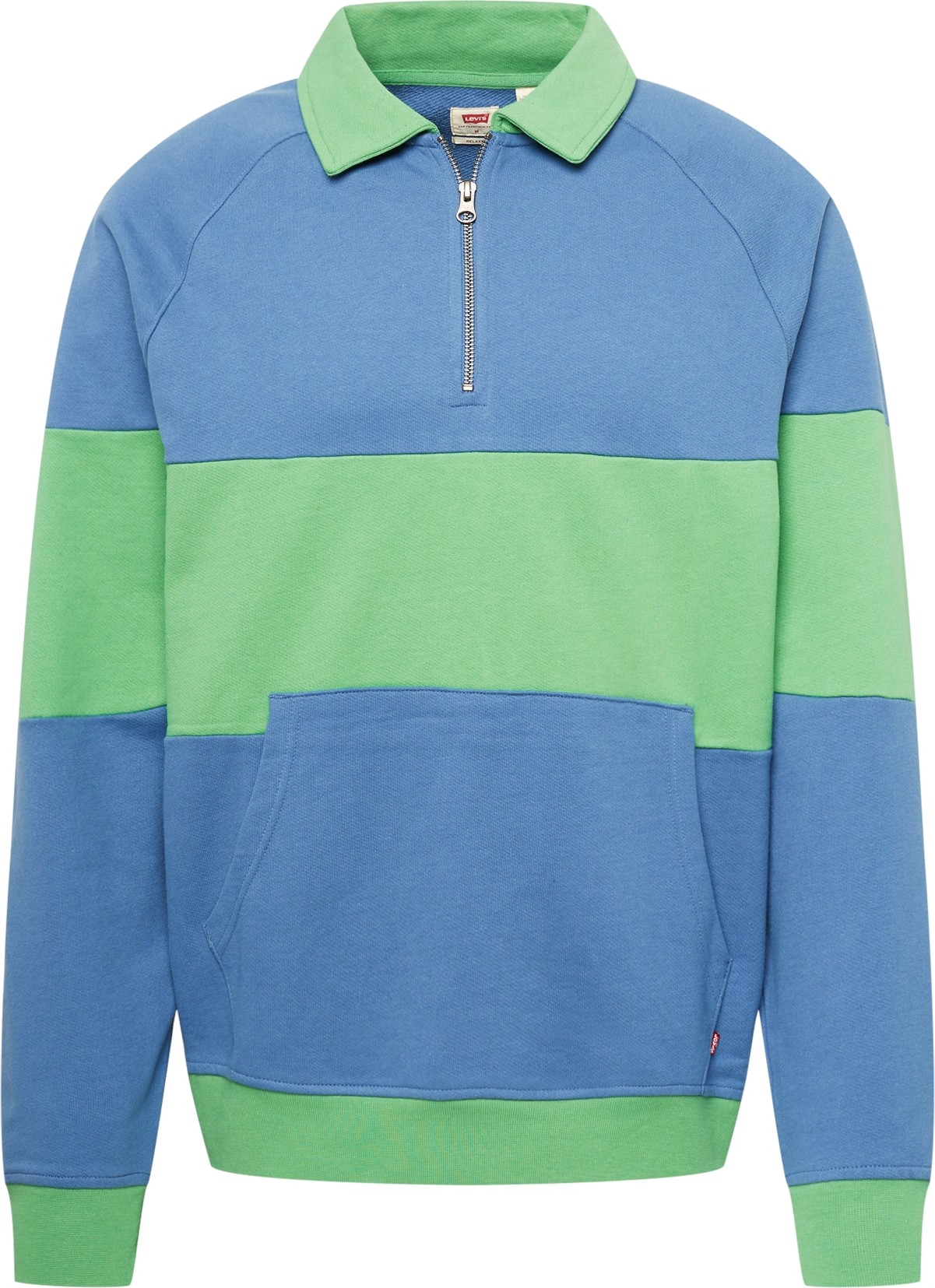 LEVI'S Mikina '1/4 ZIP BLOCKED RAGLAN MULTI-COLOR' modrá / mátová