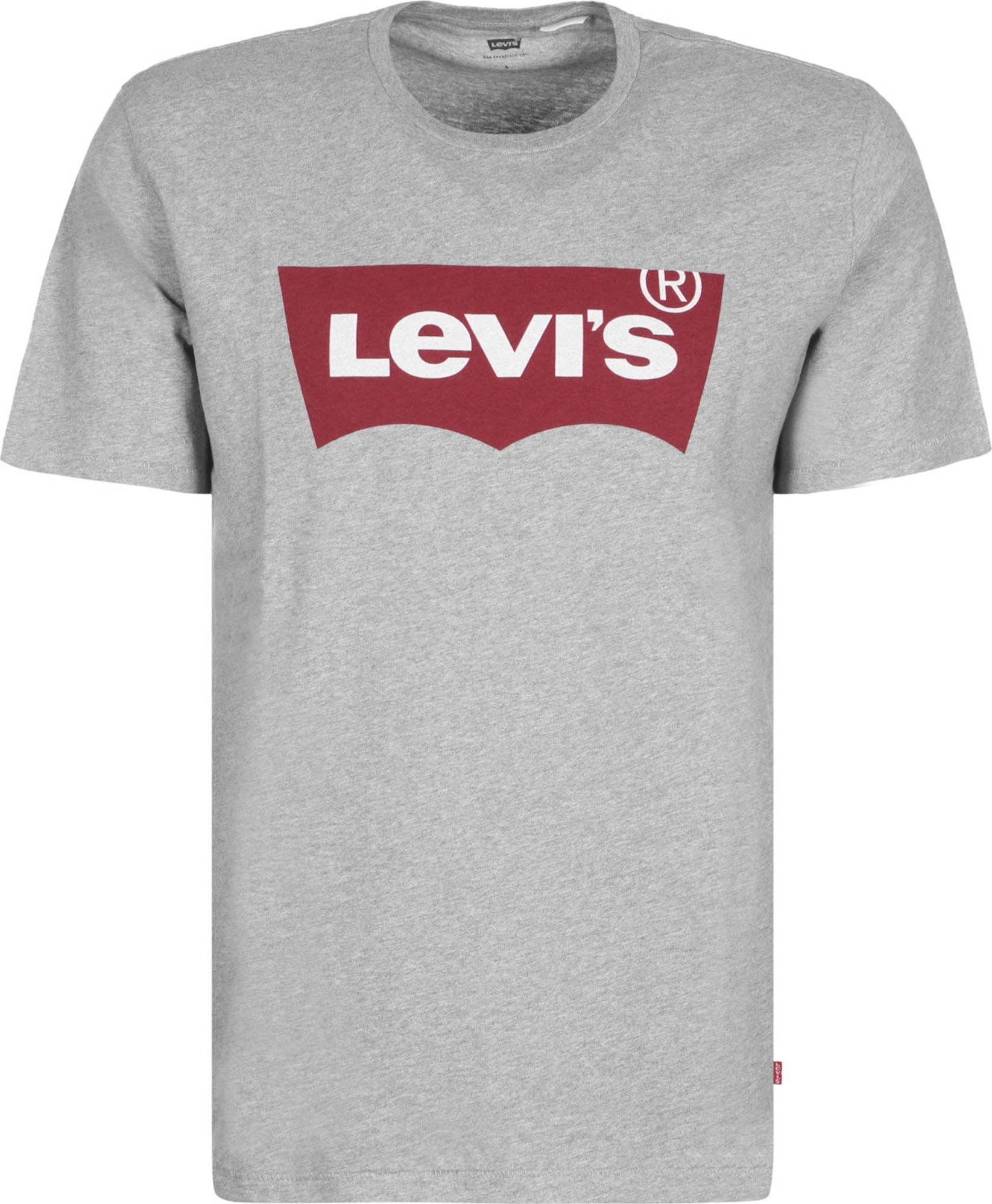 LEVI'S Tričko 'GRAPHIC SET-IN NECK GREYS' šedý melír / červená třešeň / bílá