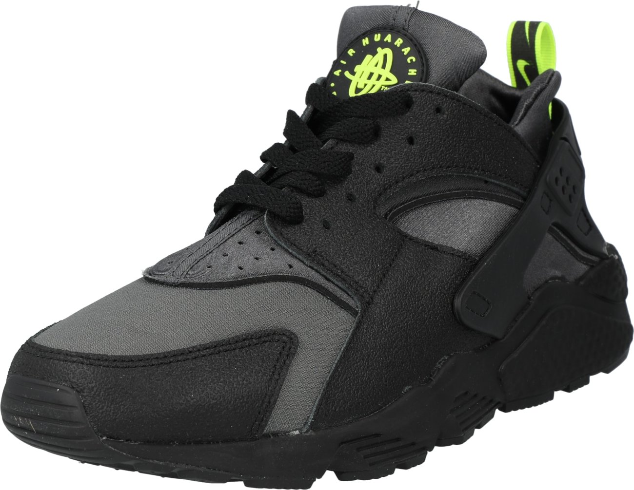 Nike Sportswear Tenisky 'AIR HUARACHE' tmavě šedá / limetková / černá