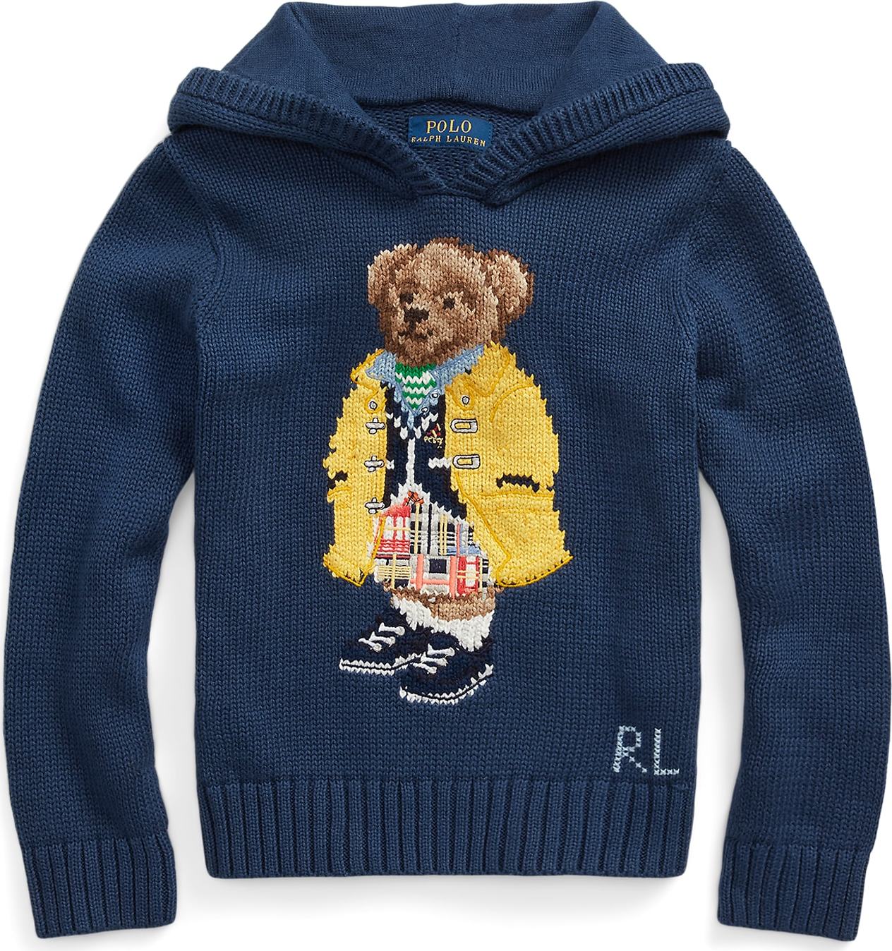 Polo Ralph Lauren Svetr 'BEAR' tmavě modrá / hnědá / žlutá / černá