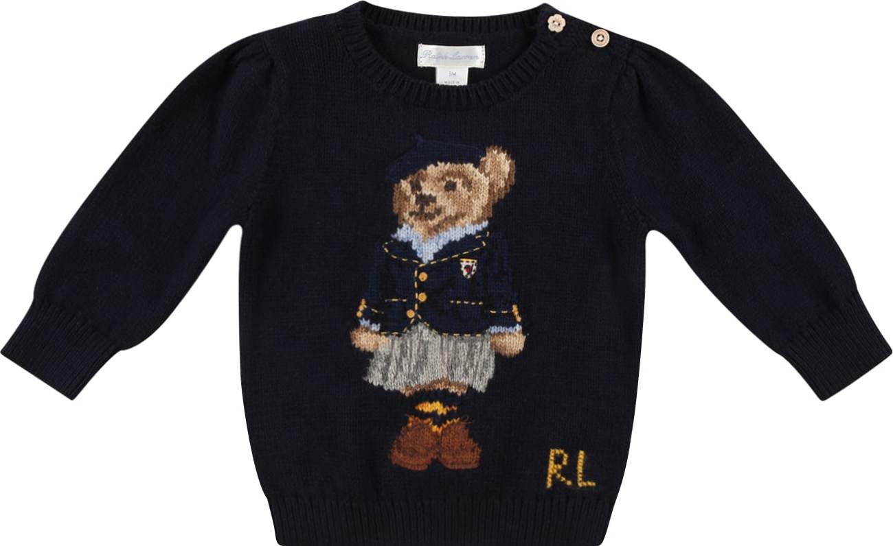 Polo Ralph Lauren Svetr námořnická modř / světlemodrá / světle hnědá / světle žlutá