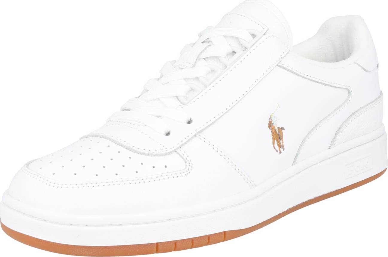 Polo Ralph Lauren Tenisky 'POLO CRT PP-SNEAKERS-LOW TOP LACE' světle hnědá / bílá