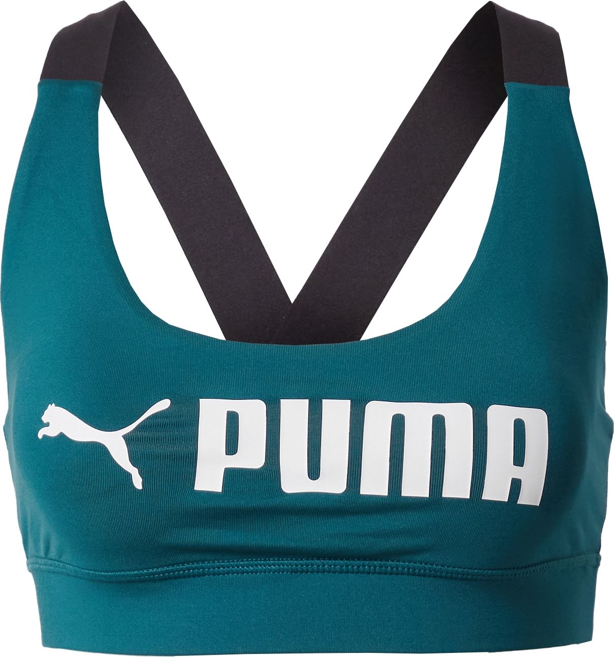 PUMA Sportovní podprsenka smaragdová / černá / bílá