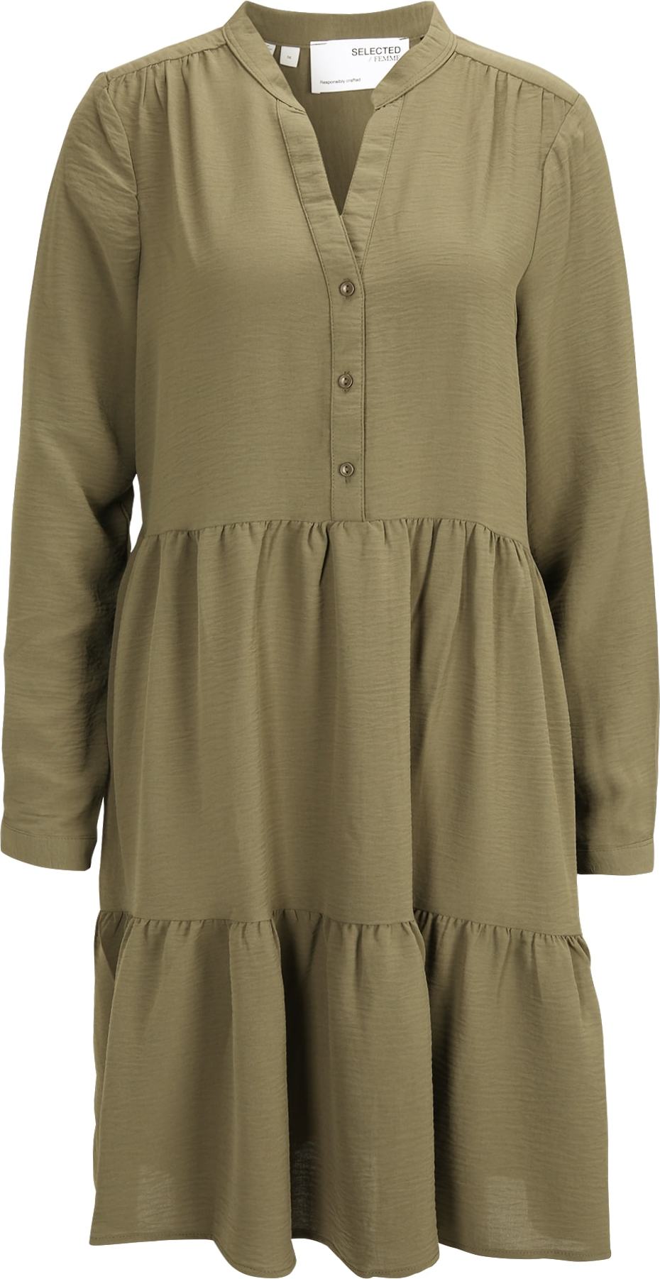 SELECTED FEMME Košilové šaty khaki