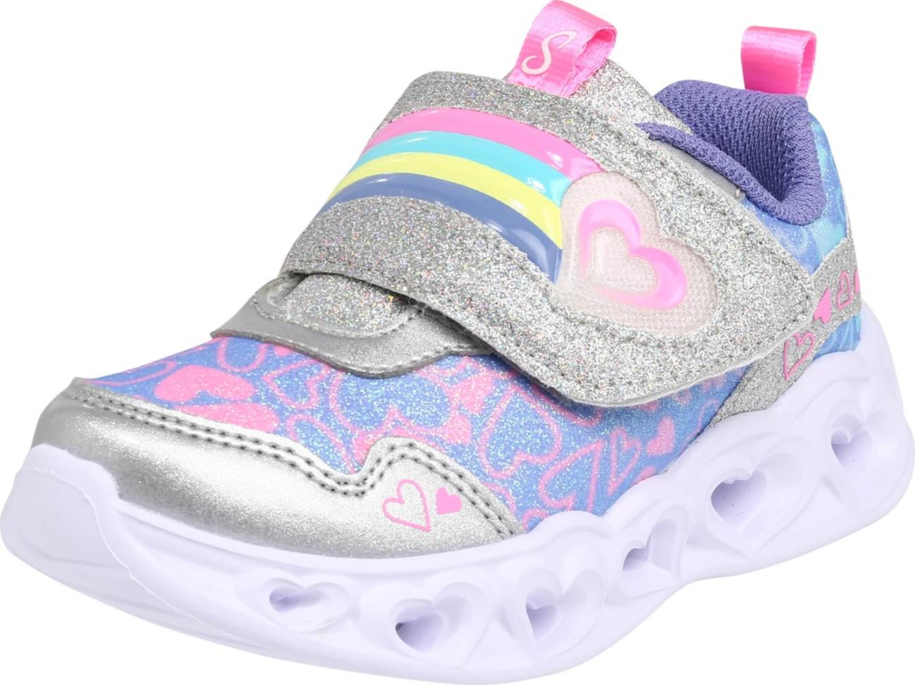 SKECHERS Tenisky 'HEART LIGHTS LOVIE DOVIE' žlutá / šeříková / pink / stříbrná