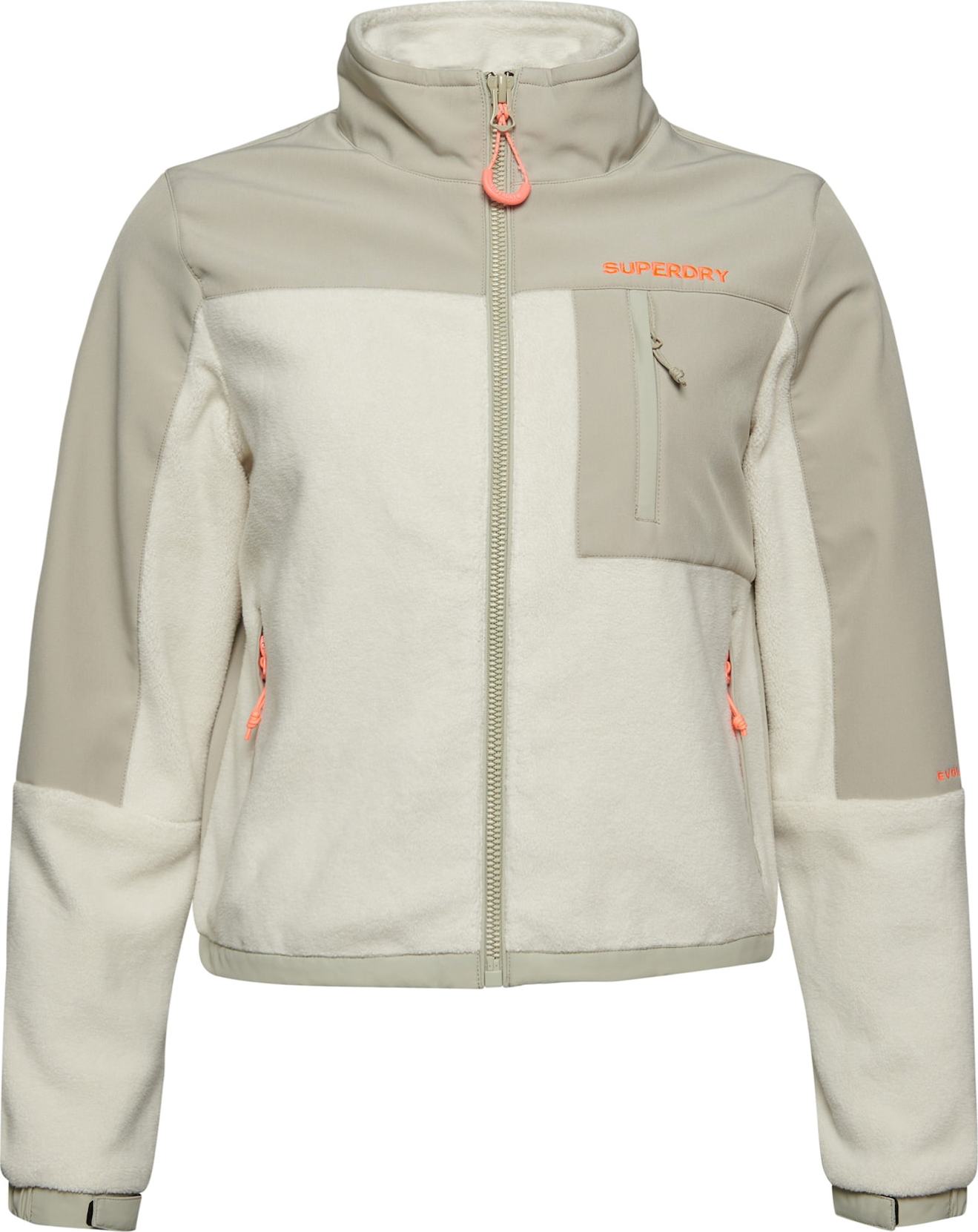 Superdry Fleecová mikina 'Hybrid Trekker' světle šedá / oranžová / bílá