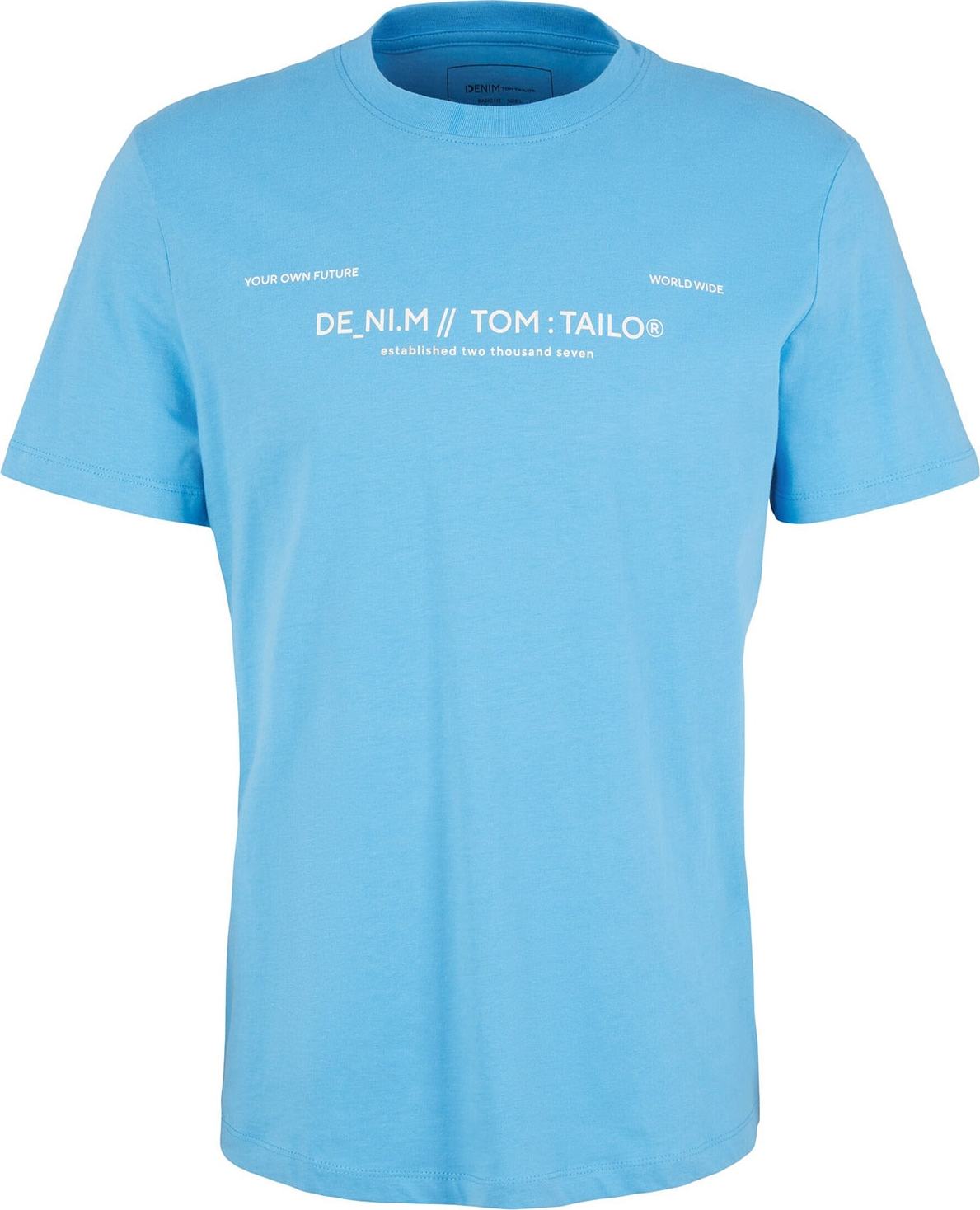 TOM TAILOR DENIM Tričko světlemodrá / bílá