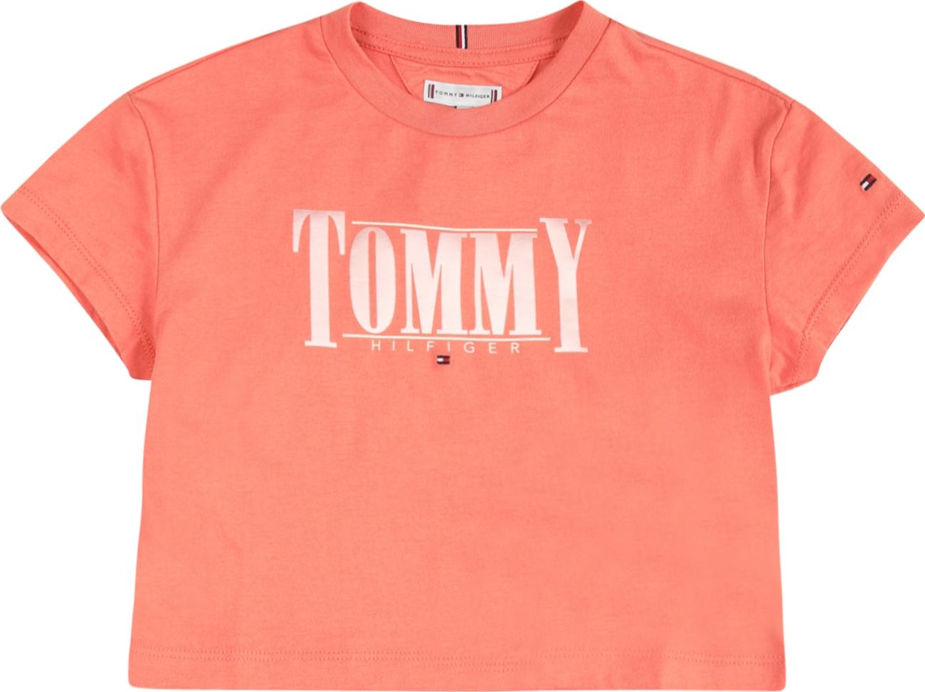 TOMMY HILFIGER Tričko korálová / bílá