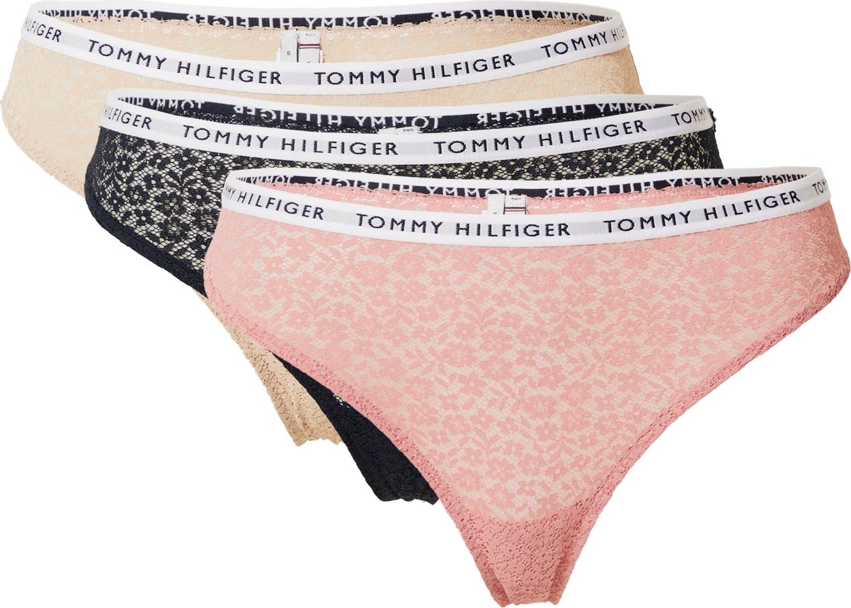 Tommy Hilfiger Underwear Tanga béžová / noční modrá / starorůžová / bílá