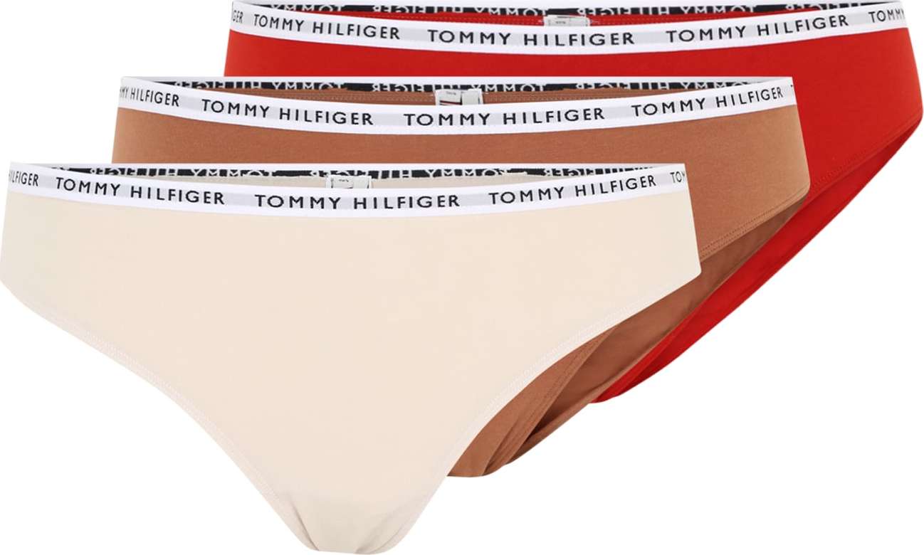 Tommy Hilfiger Underwear Tanga béžová / světle hnědá / červená / bílá