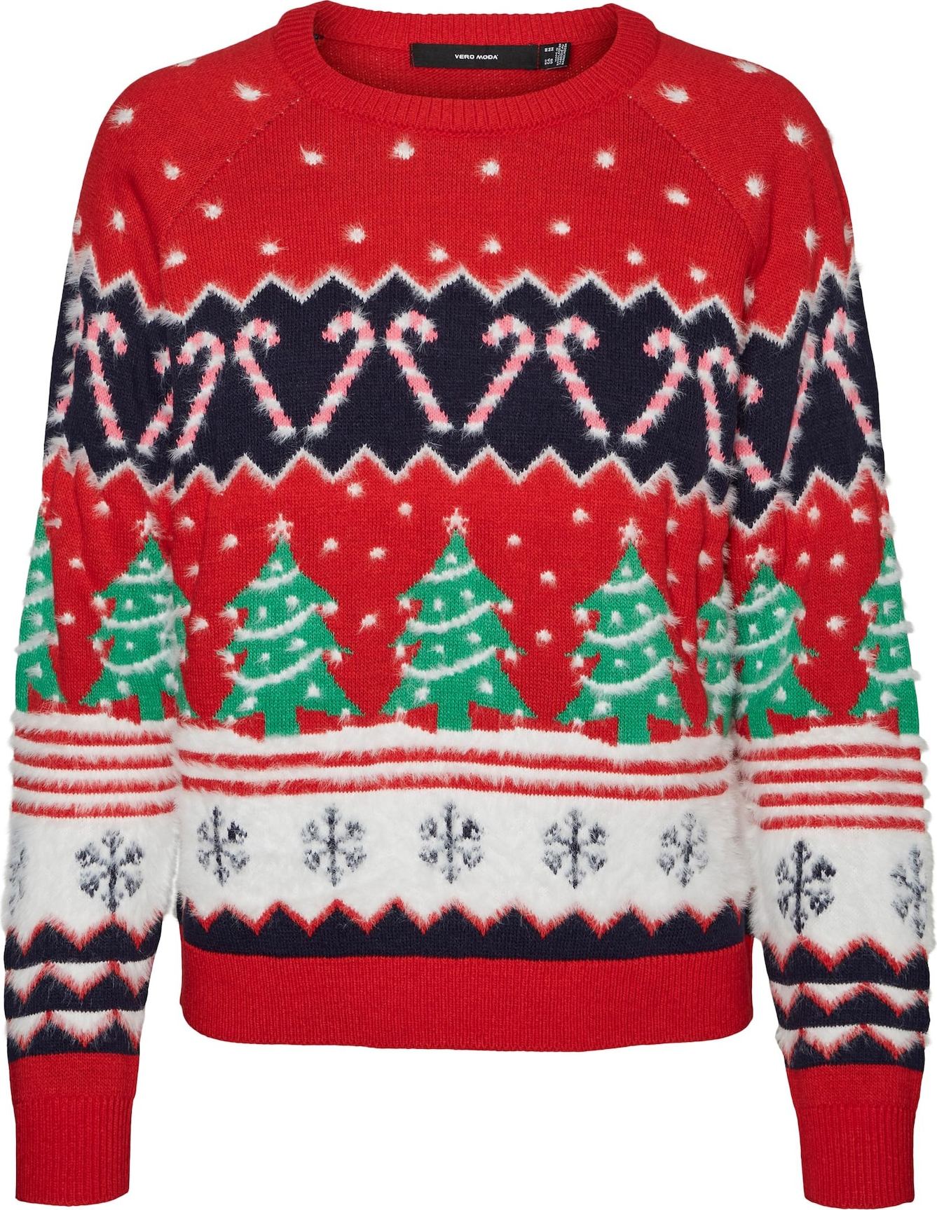 VERO MODA Svetr 'Xmas' zelená / červená / černá / bílá