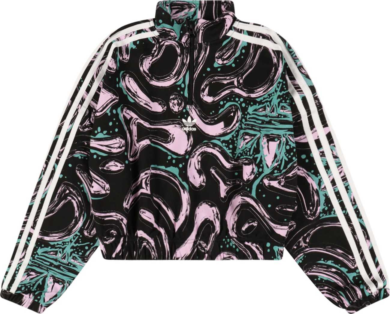 ADIDAS ORIGINALS Mikina tyrkysová / růžová / černá / bílá