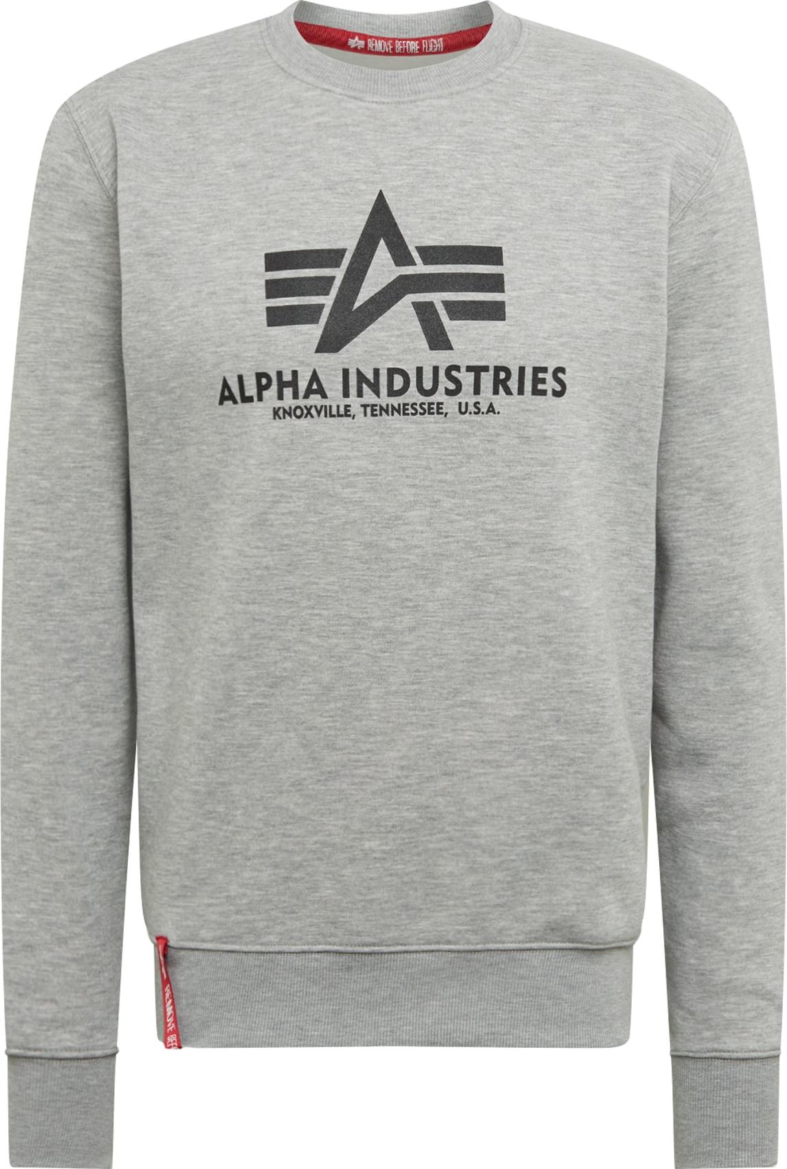 ALPHA INDUSTRIES Mikina antracitová / světle šedá / červená