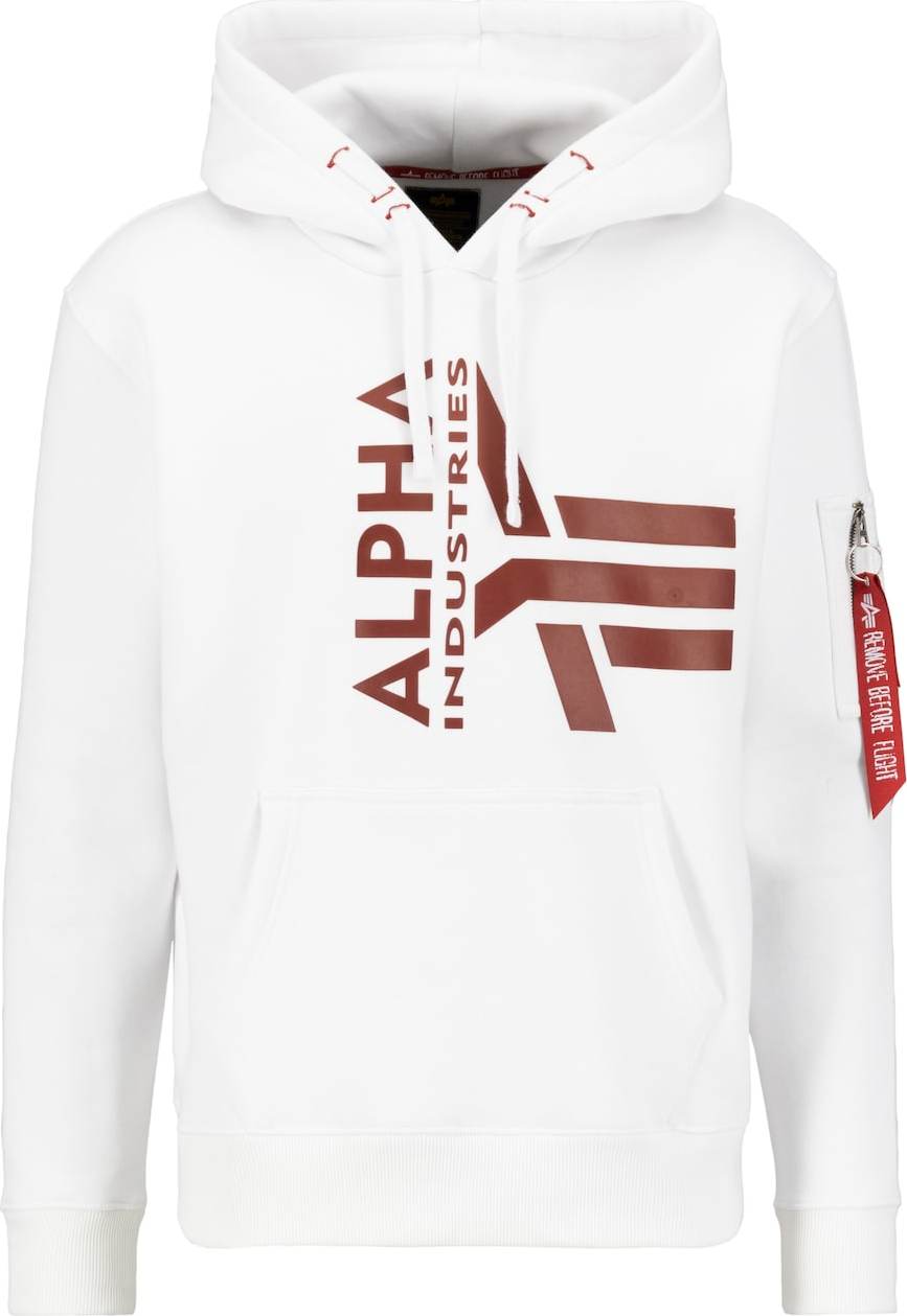 ALPHA INDUSTRIES Mikina vínově červená / bílá