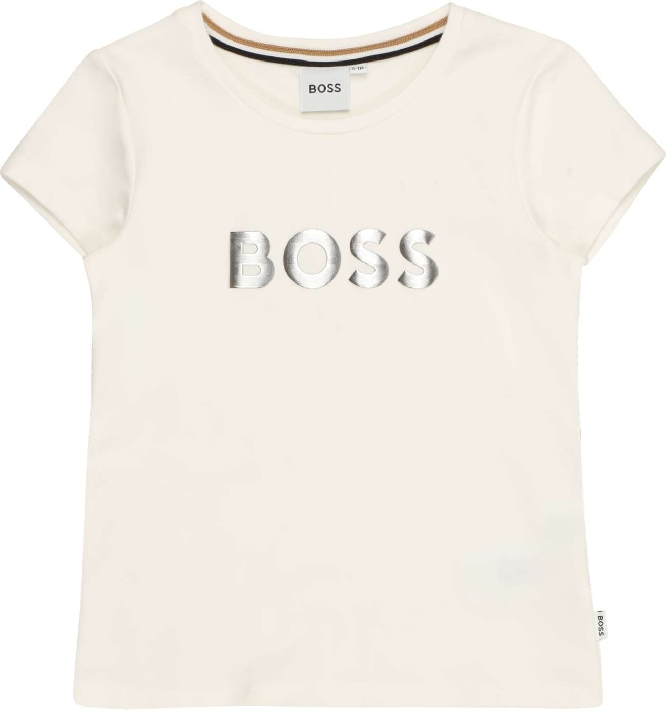 BOSS Kidswear Tričko černá / stříbrná / offwhite