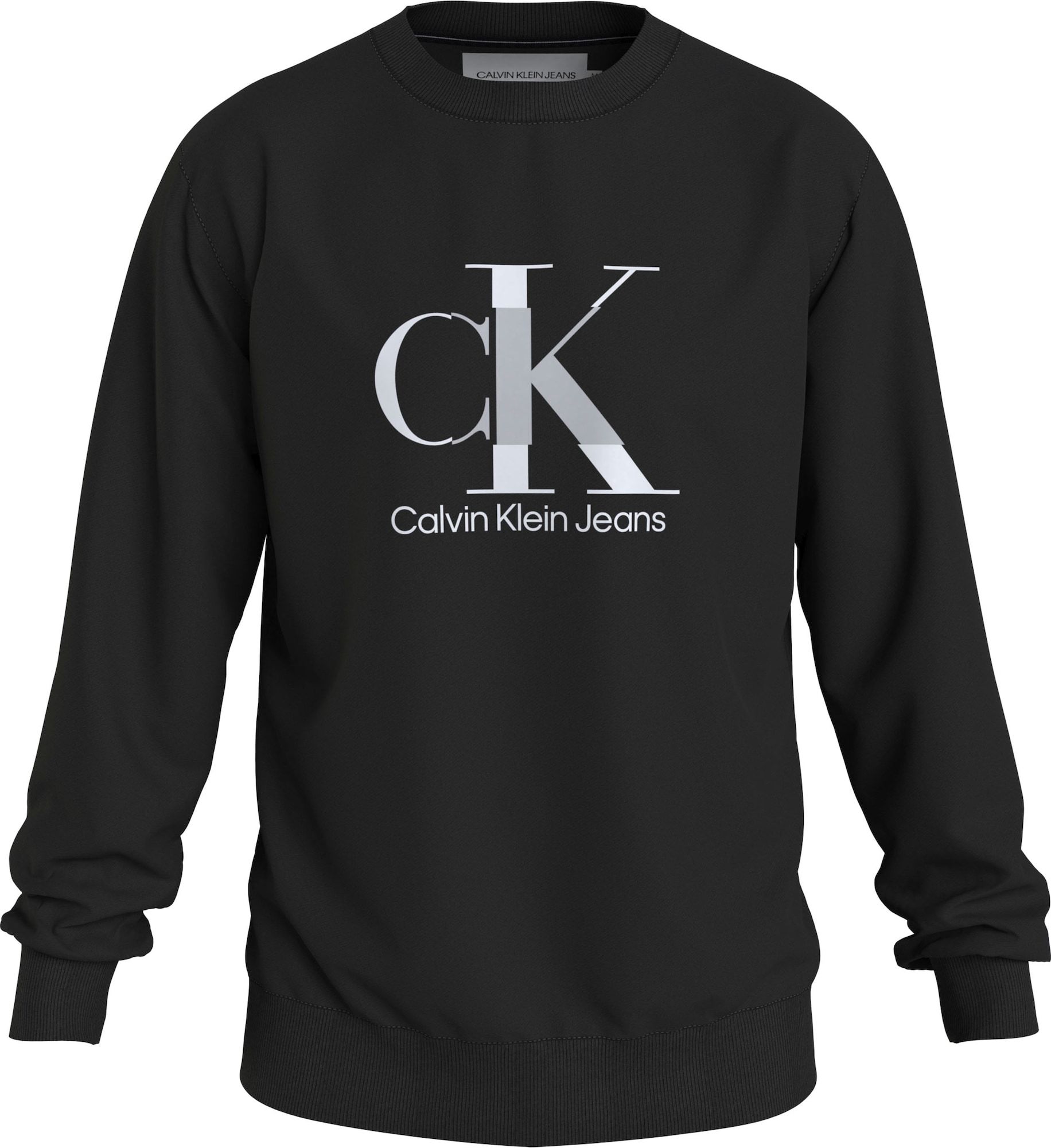 Calvin Klein Jeans Mikina šedá / černá / bílá