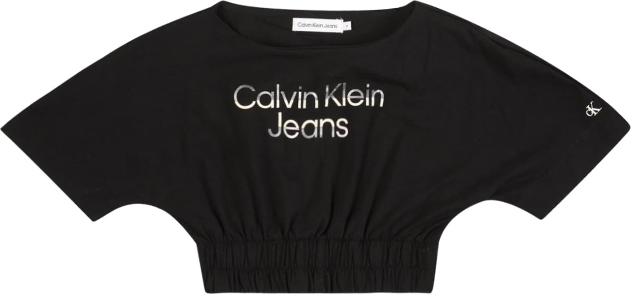 Calvin Klein Jeans Tričko béžová / černá