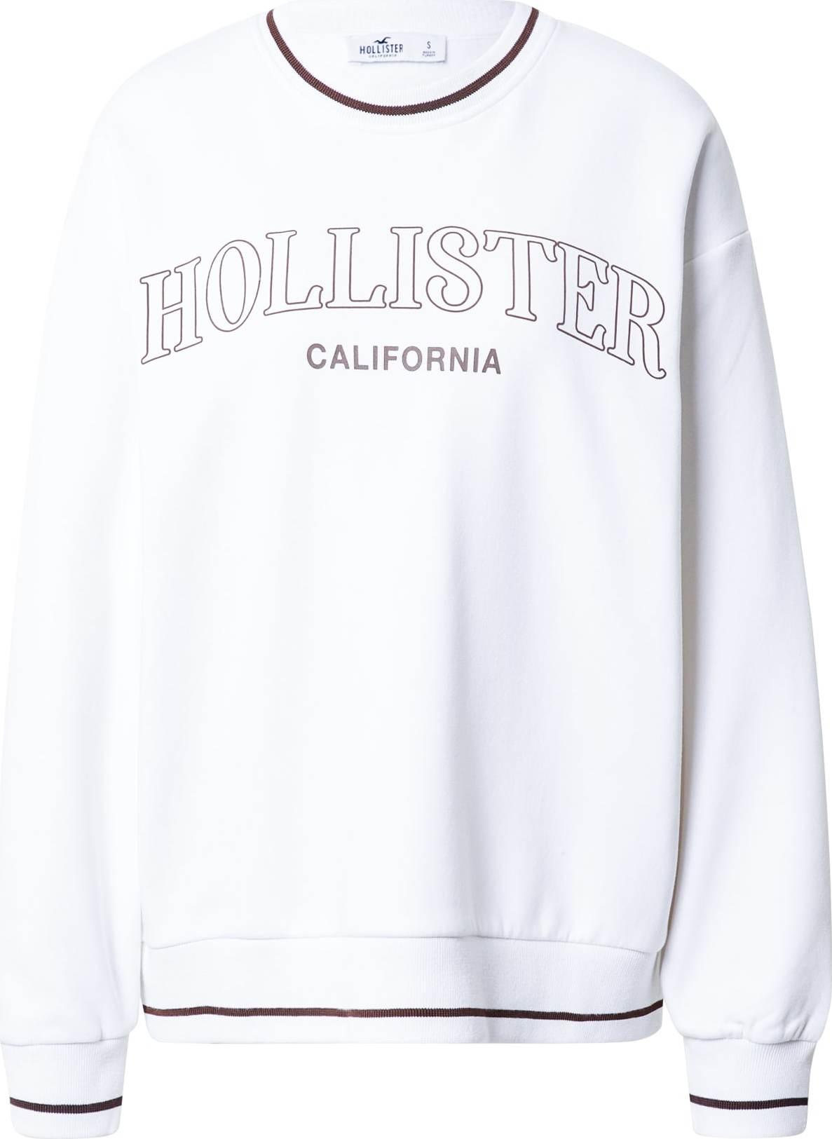 HOLLISTER Mikina tmavě hnědá / bílá