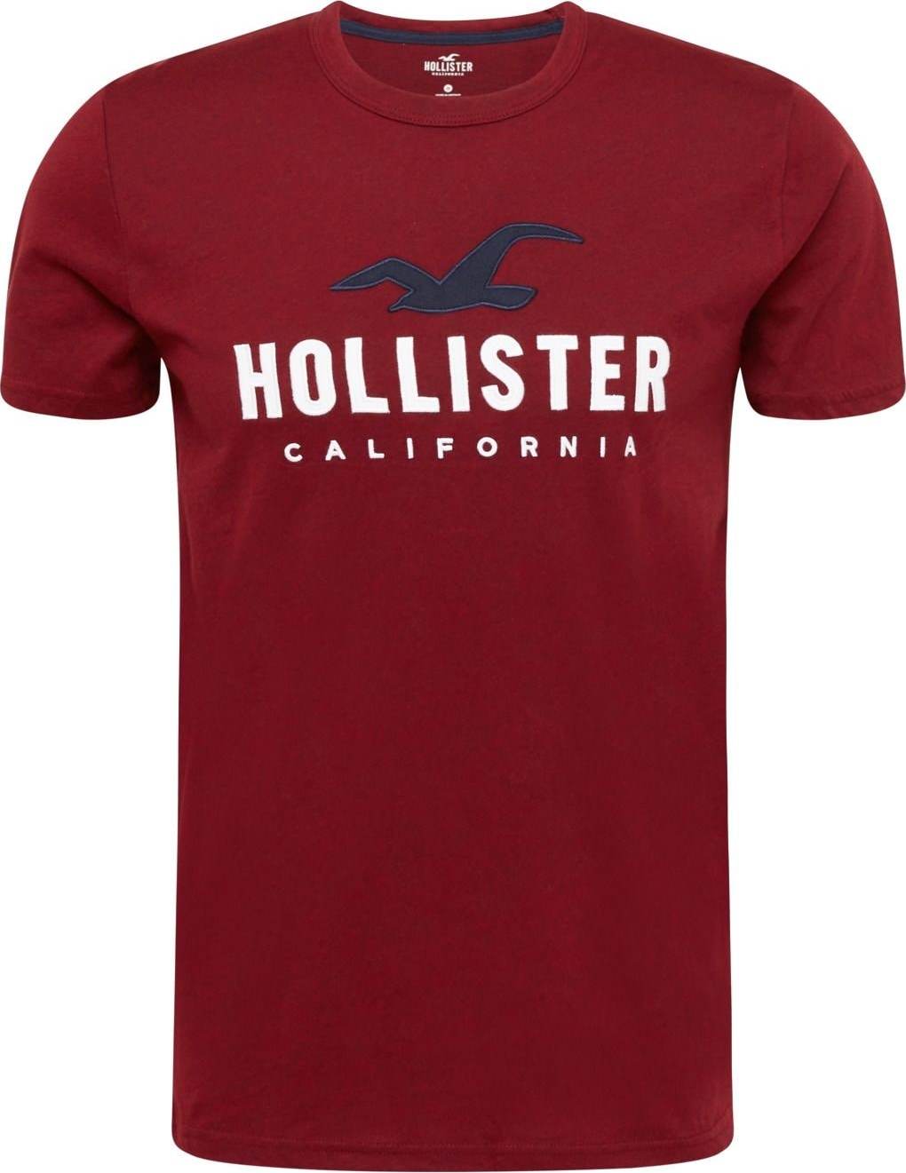 HOLLISTER Tričko námořnická modř / červená / bílá