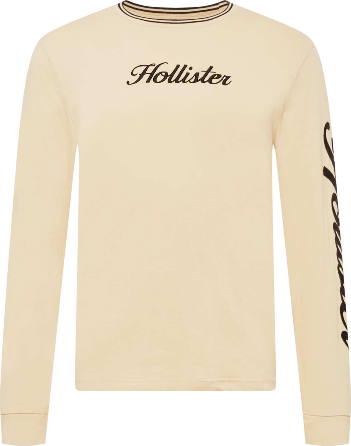 HOLLISTER Tričko světle hnědá / černá